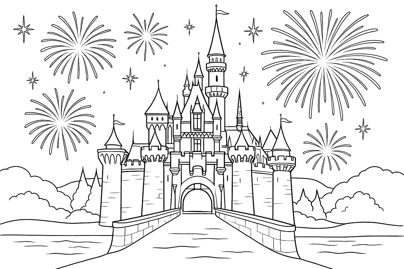 Disney Castle with Fireworks