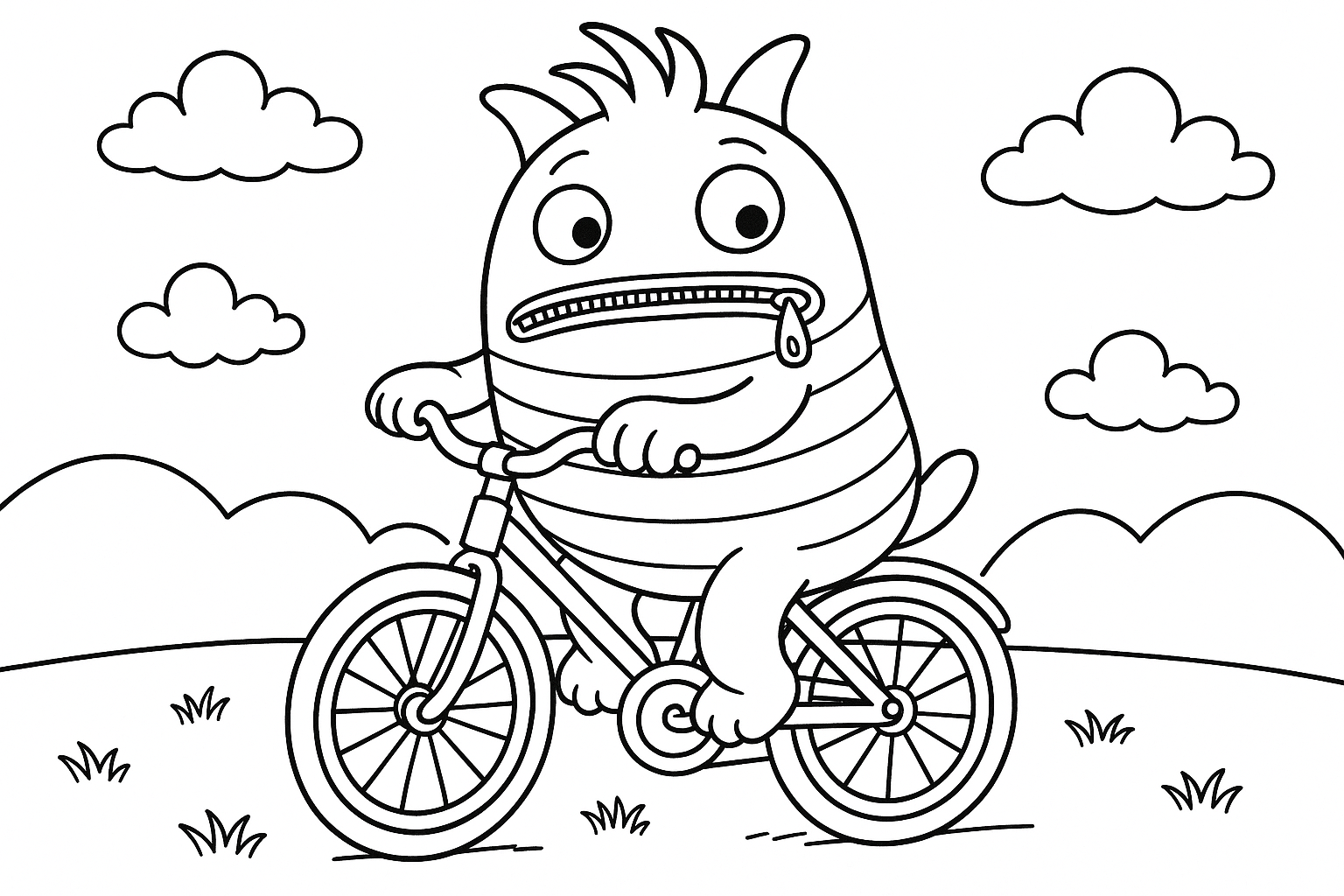 Worry eater on bicycle