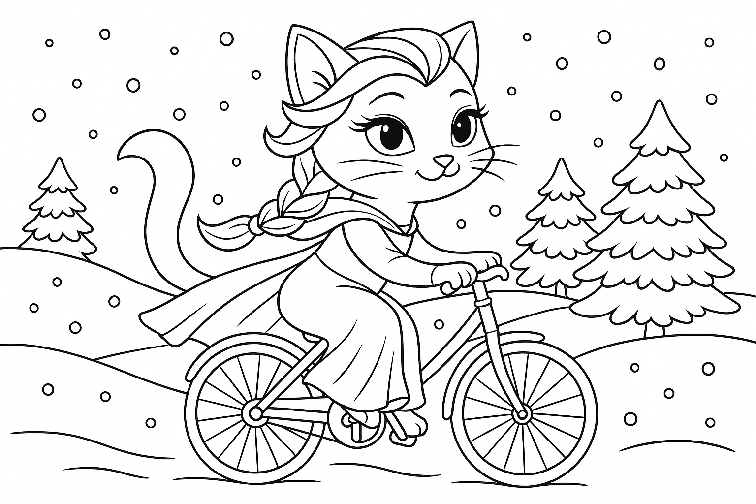 Elsa as a cat on the bicycle