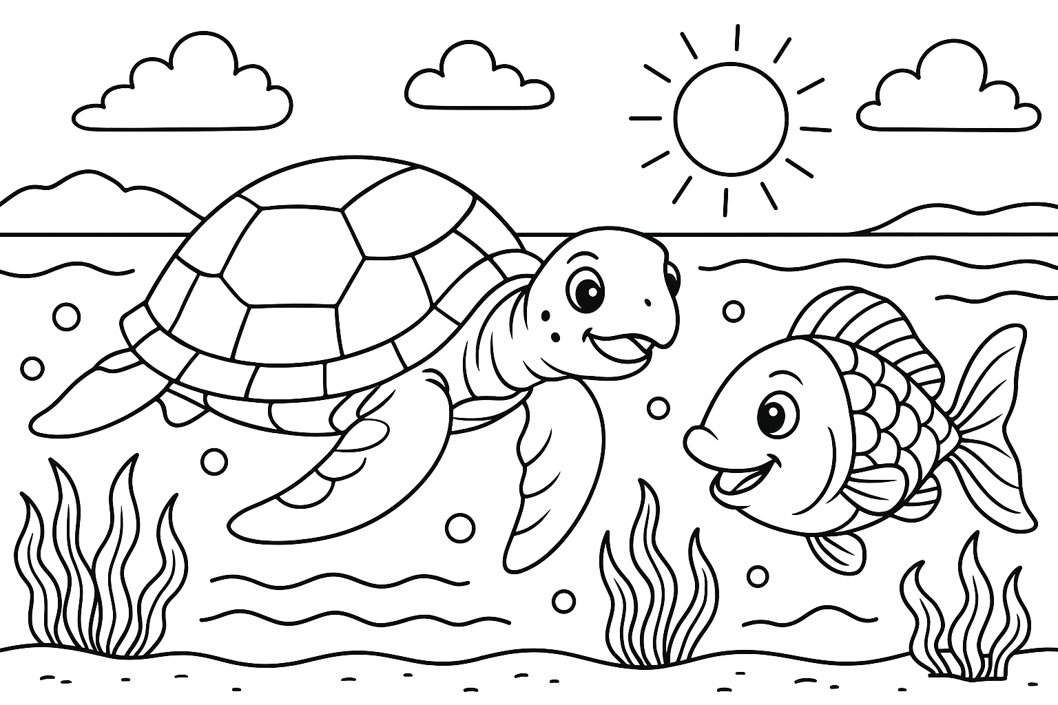 Sea with semesters and fish