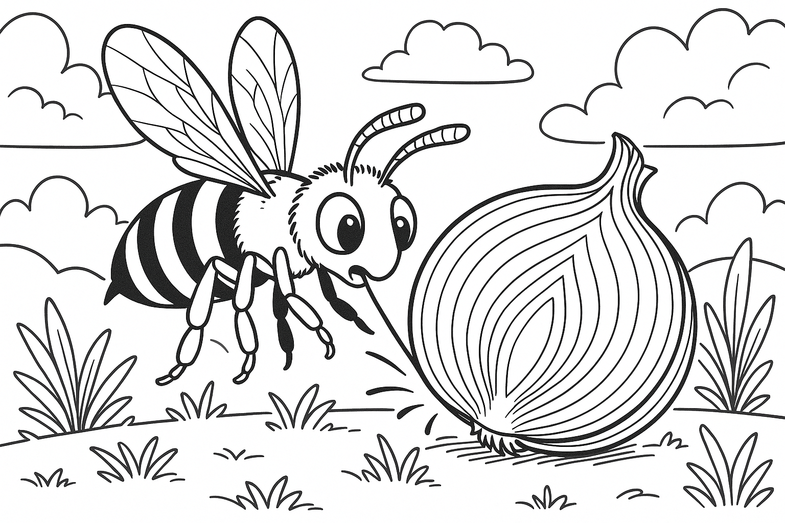 bee that just stung and halved onion