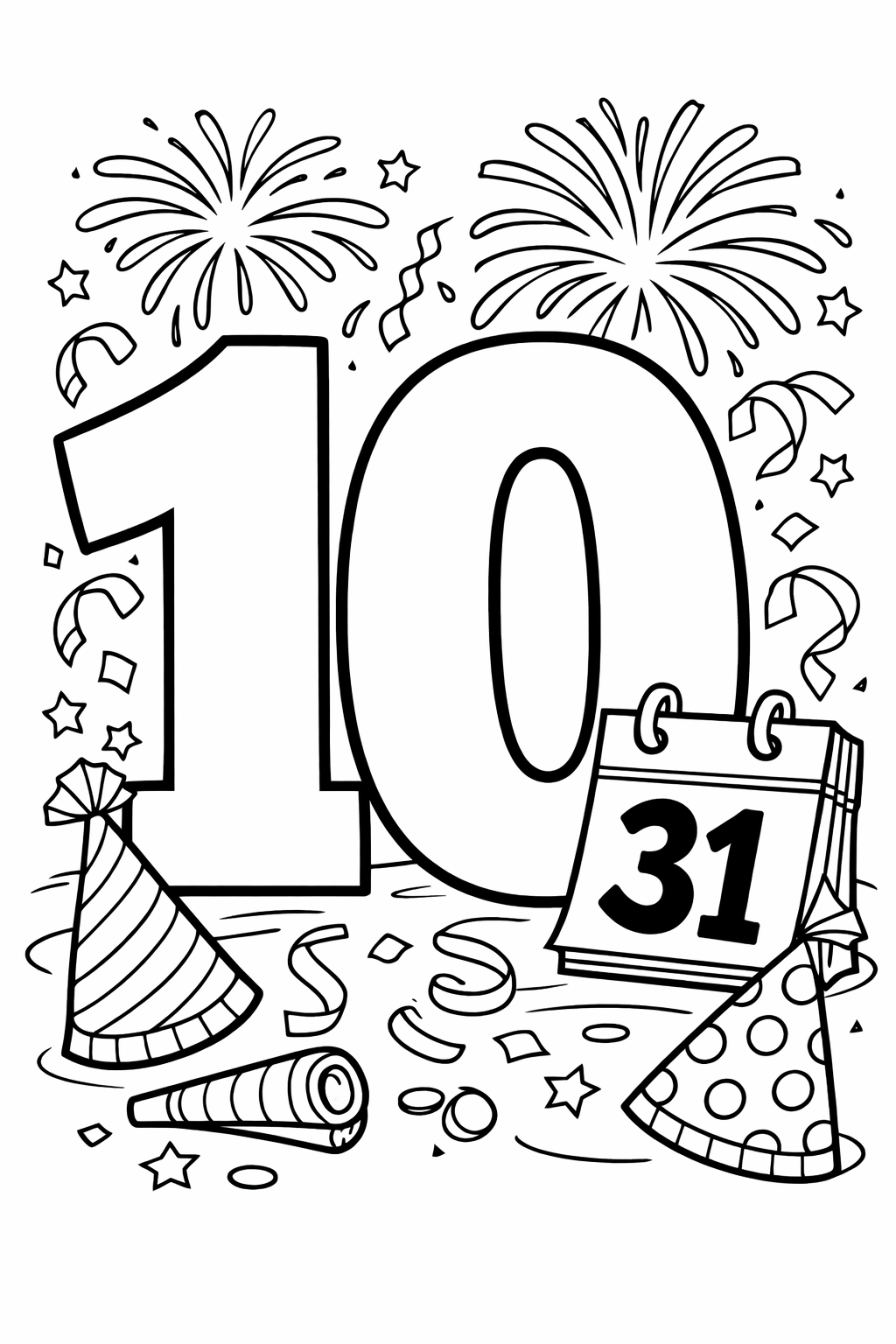 A very large bold numeral "10" with a small calendar icon next to it, end of year countdown style