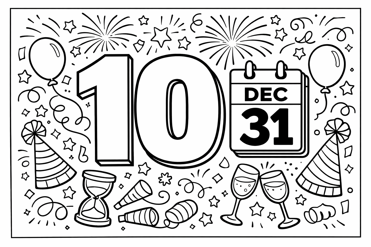 A very large bold numeral "10" with a small calendar icon next to it, end of year countdown style