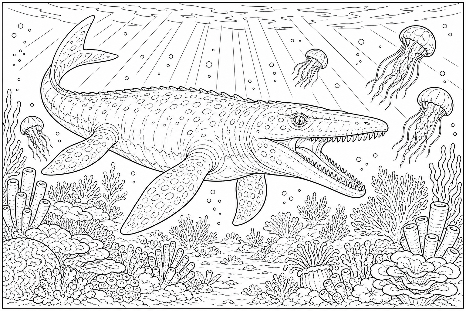 Mosasaurusz Színező Oldal: Korallzátony Kaland