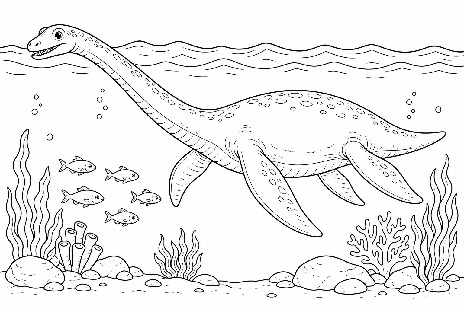 Plesiosaur Dinosaur Coloring Page - Sea Adventure
