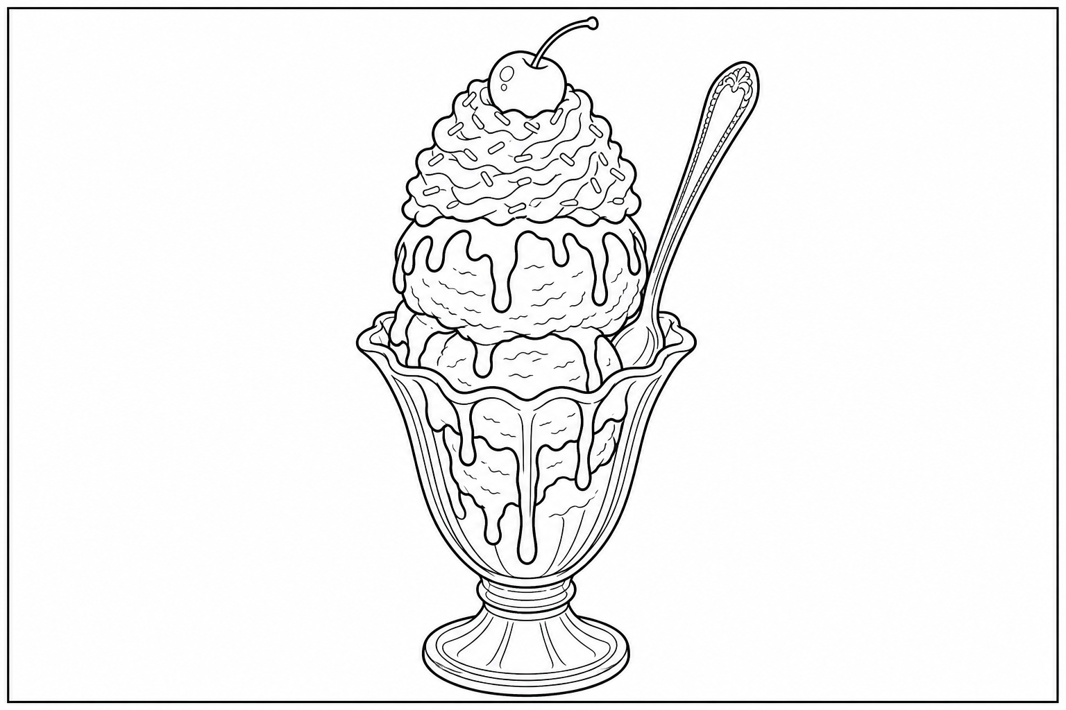 Página para colorear: Sundae de Helado Delight - Edición Mayo 2026
