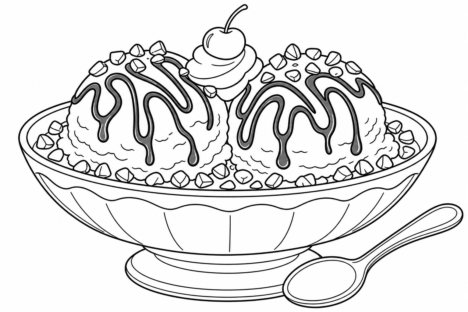 Página de Colorear Sundae de Helado - ¡Divertida y Creativa!