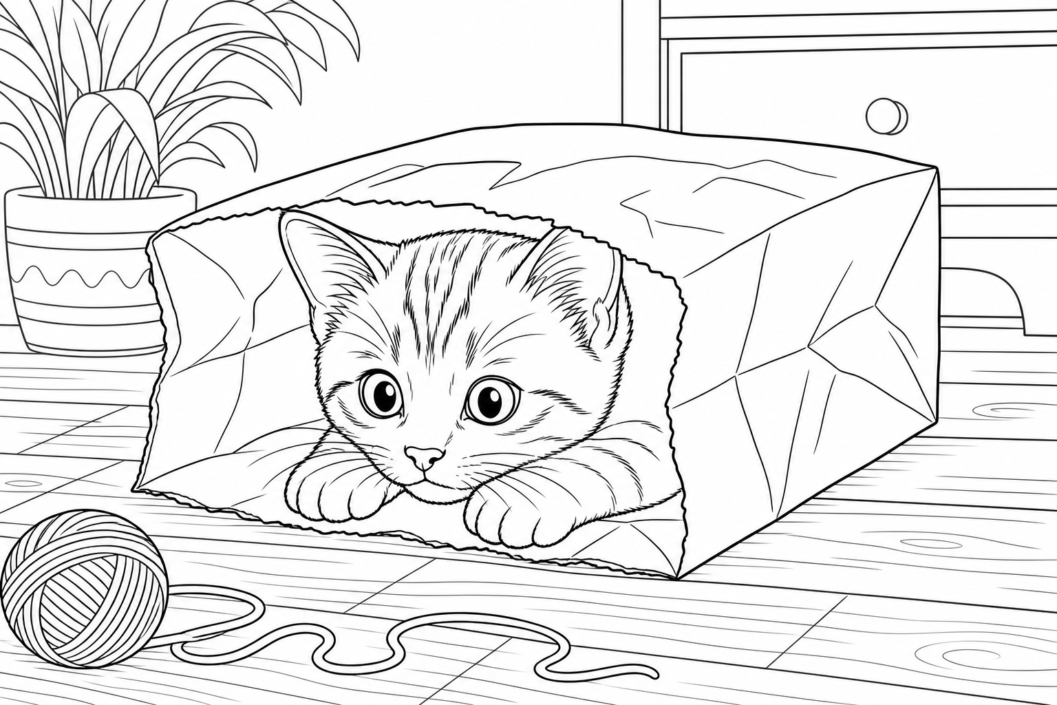 Curious Kitten Coloring Page - Fun for Kids!