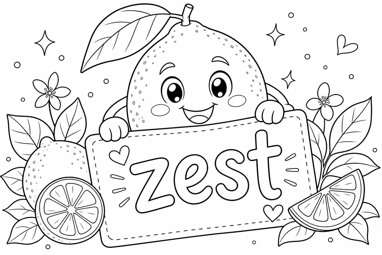 A lemon character on a card that says zest