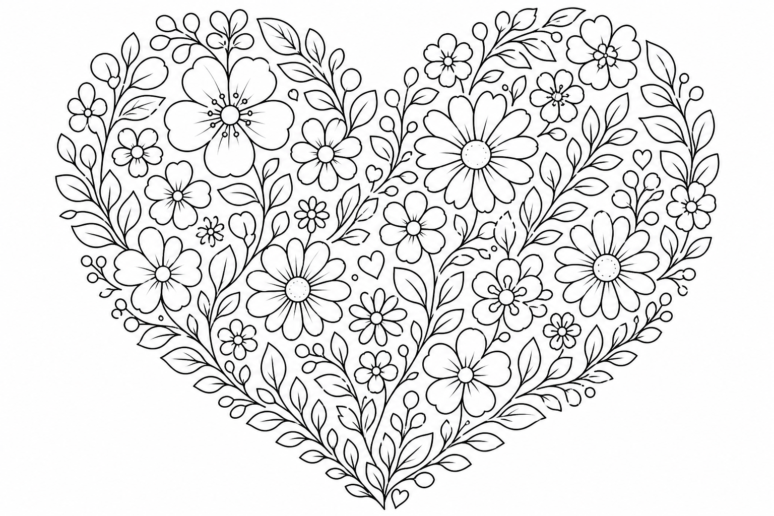 A heart made of small flowers and leaves
