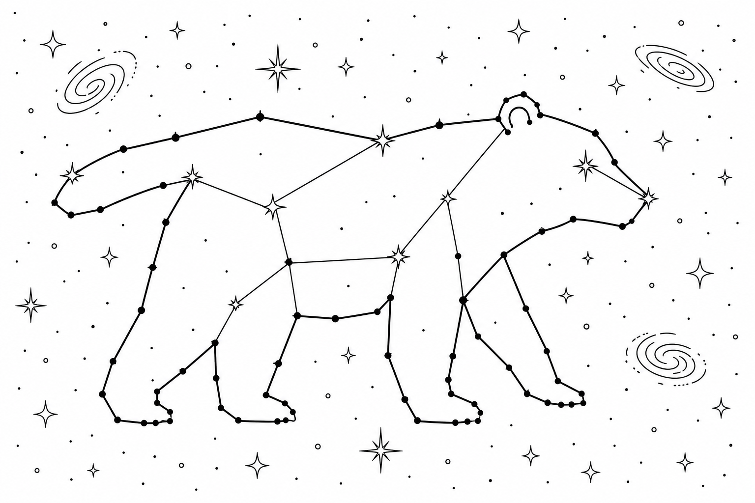 a constellation of dots and lines forming a bear