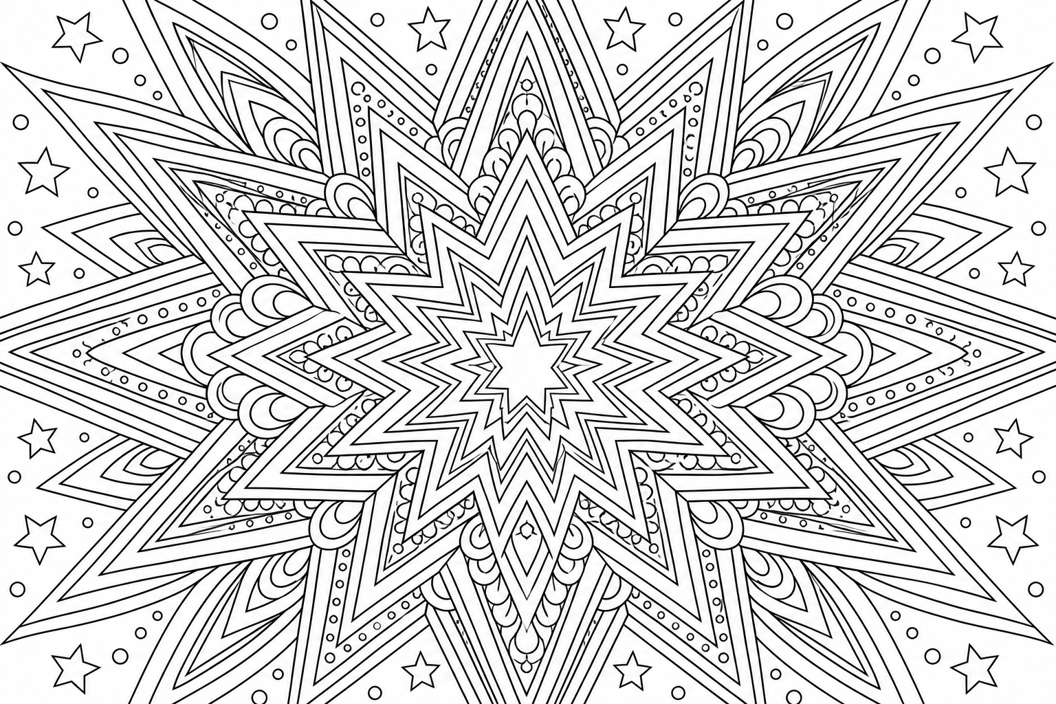 an intricate star mandala with layered points