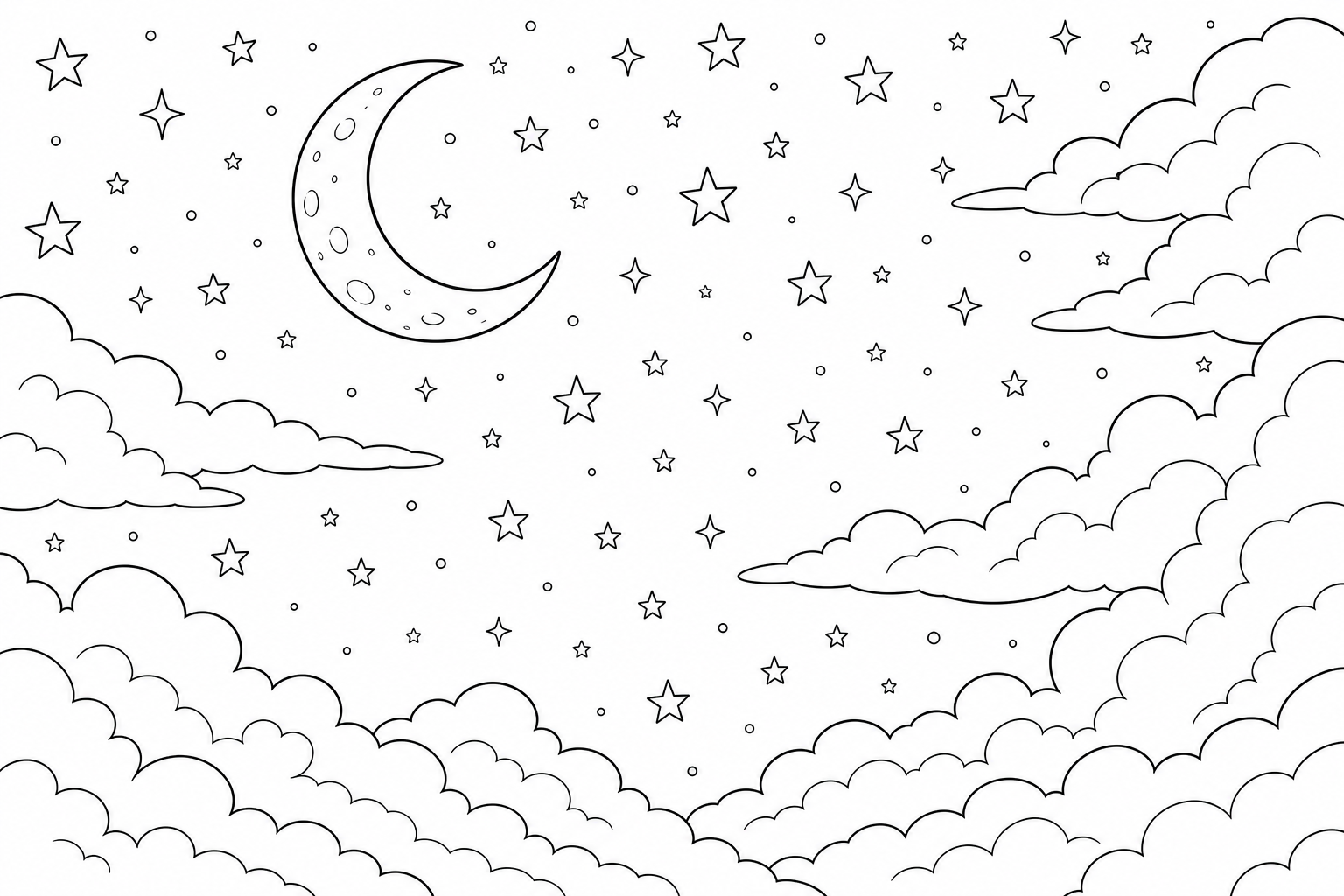 stars and soft clouds in a calm night sky