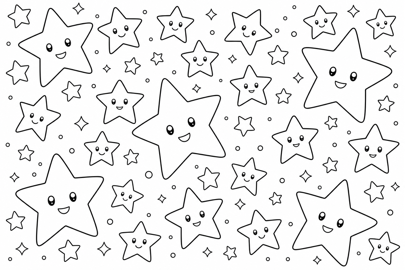 a cluster of small smiling stars of different sizes