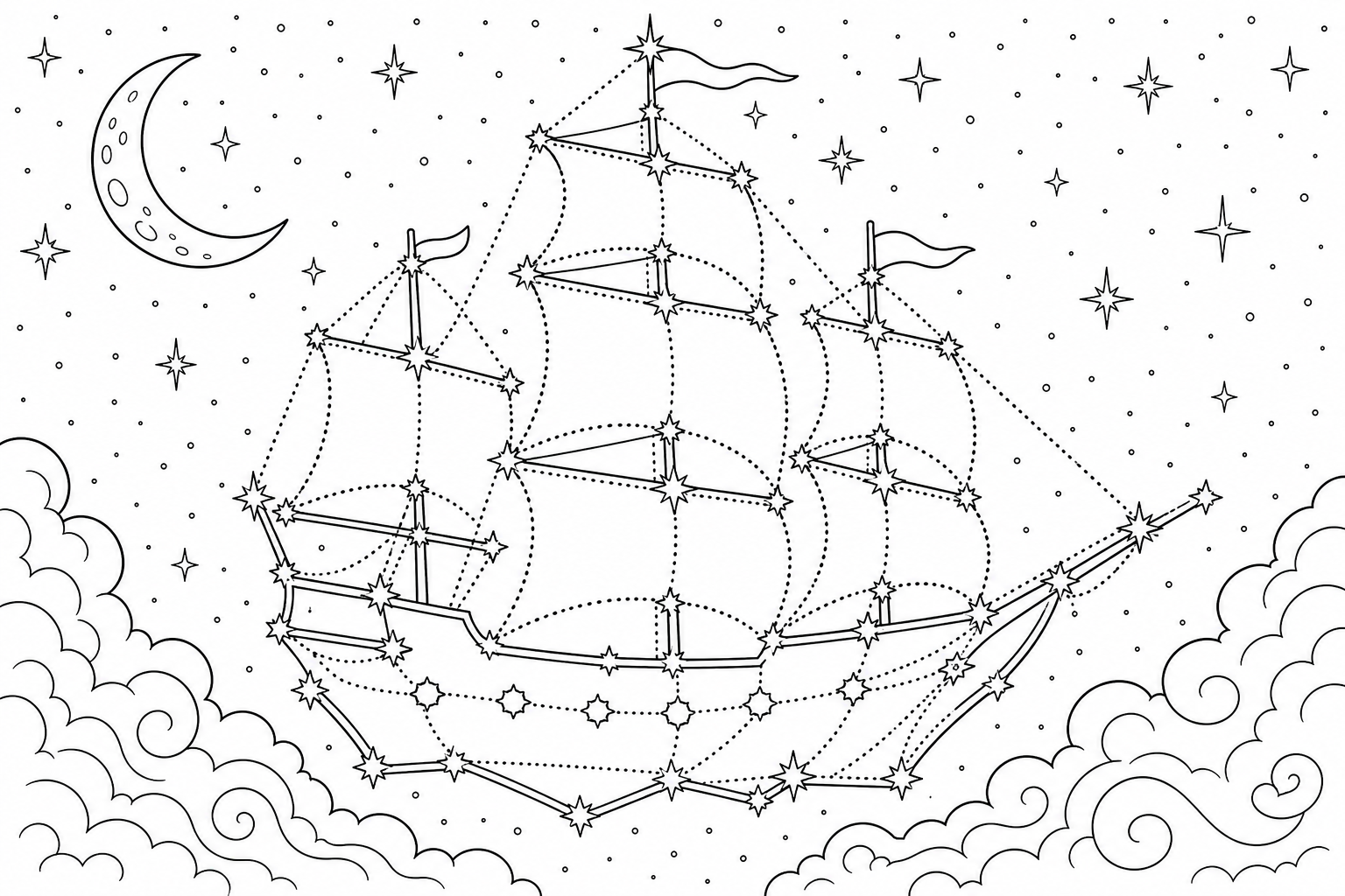 a constellation forming a sailing ship in the stars