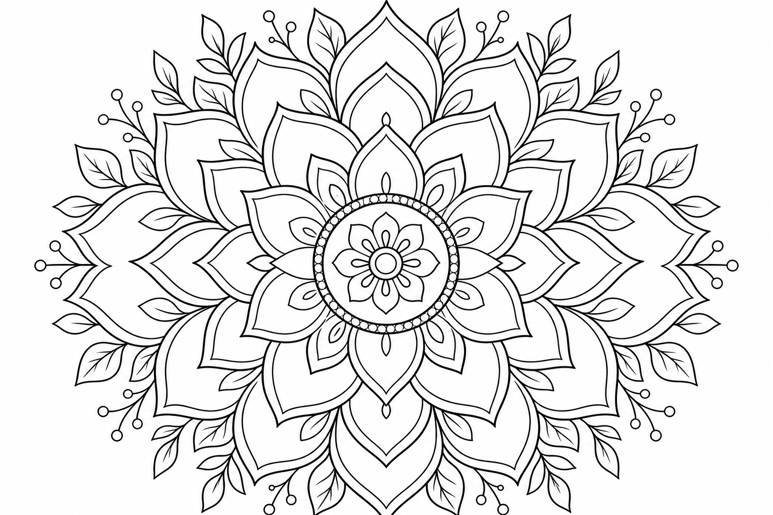 Página de Colorear Mandala de Loto - Diseño Suave y Central