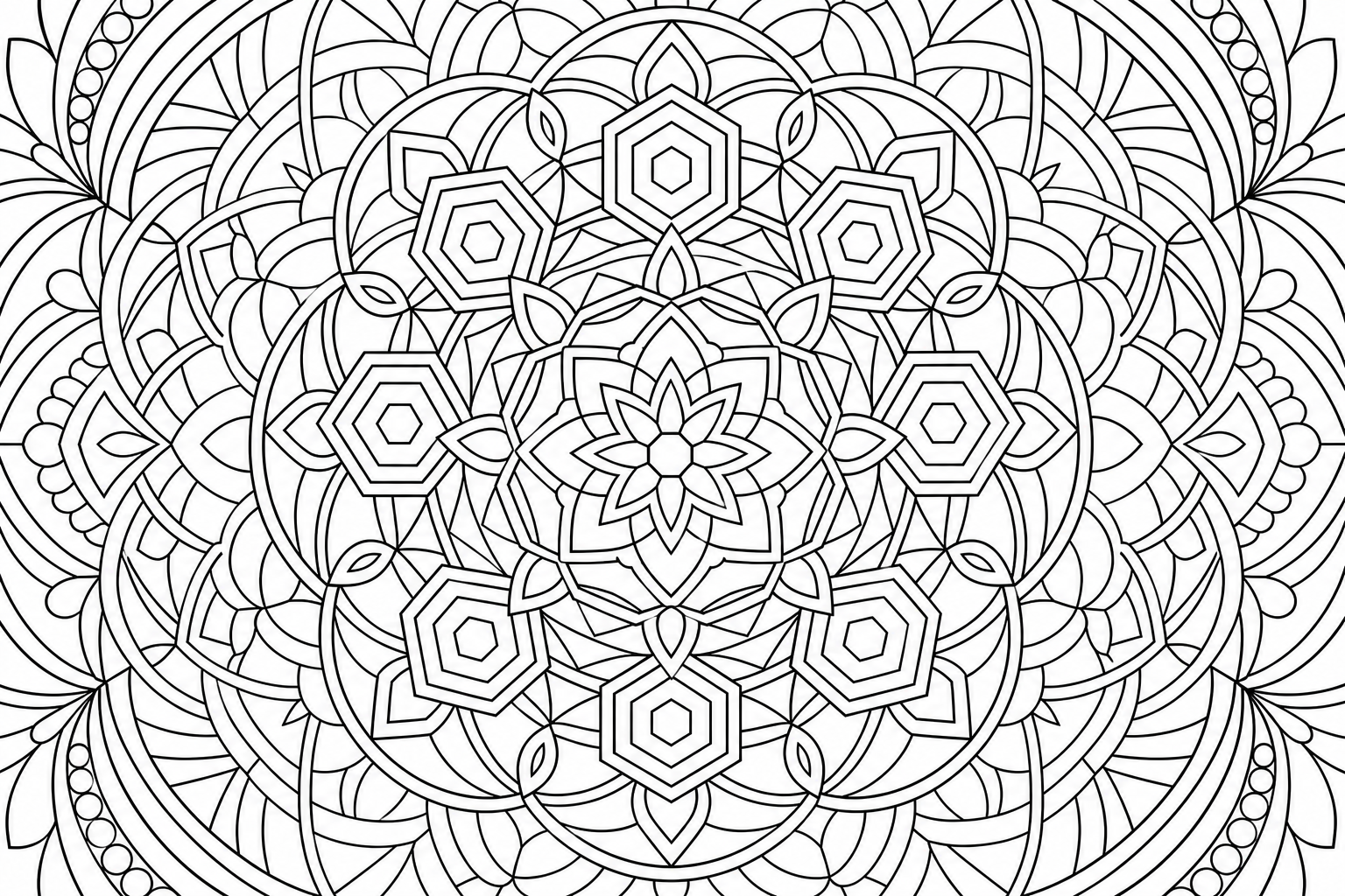Intricate Geometric Mandala Coloring Page - June 2026