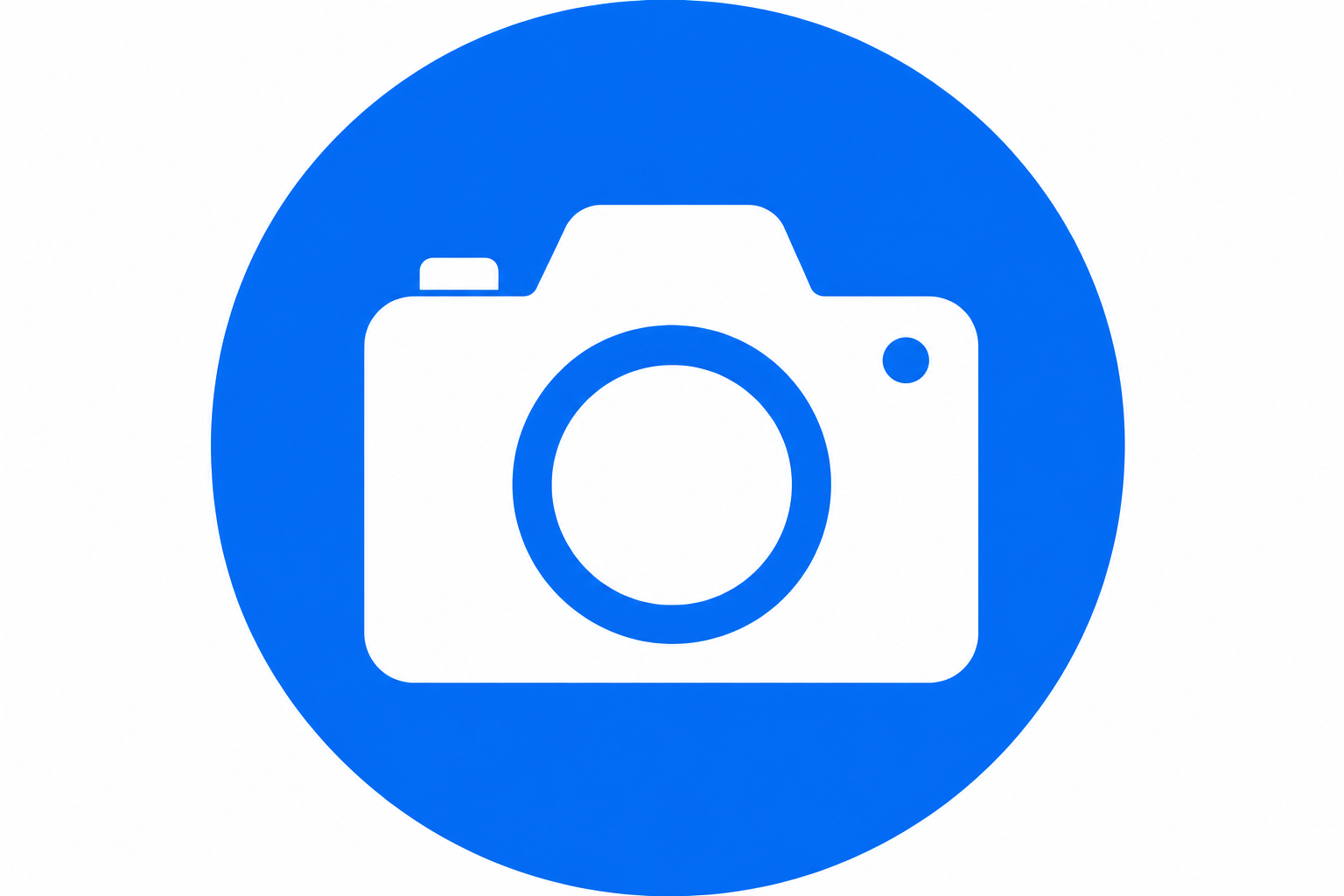 MAKE A BLUE SOLID 
CIRCLE WITH A WHITE CAMERA IN CENTER 
