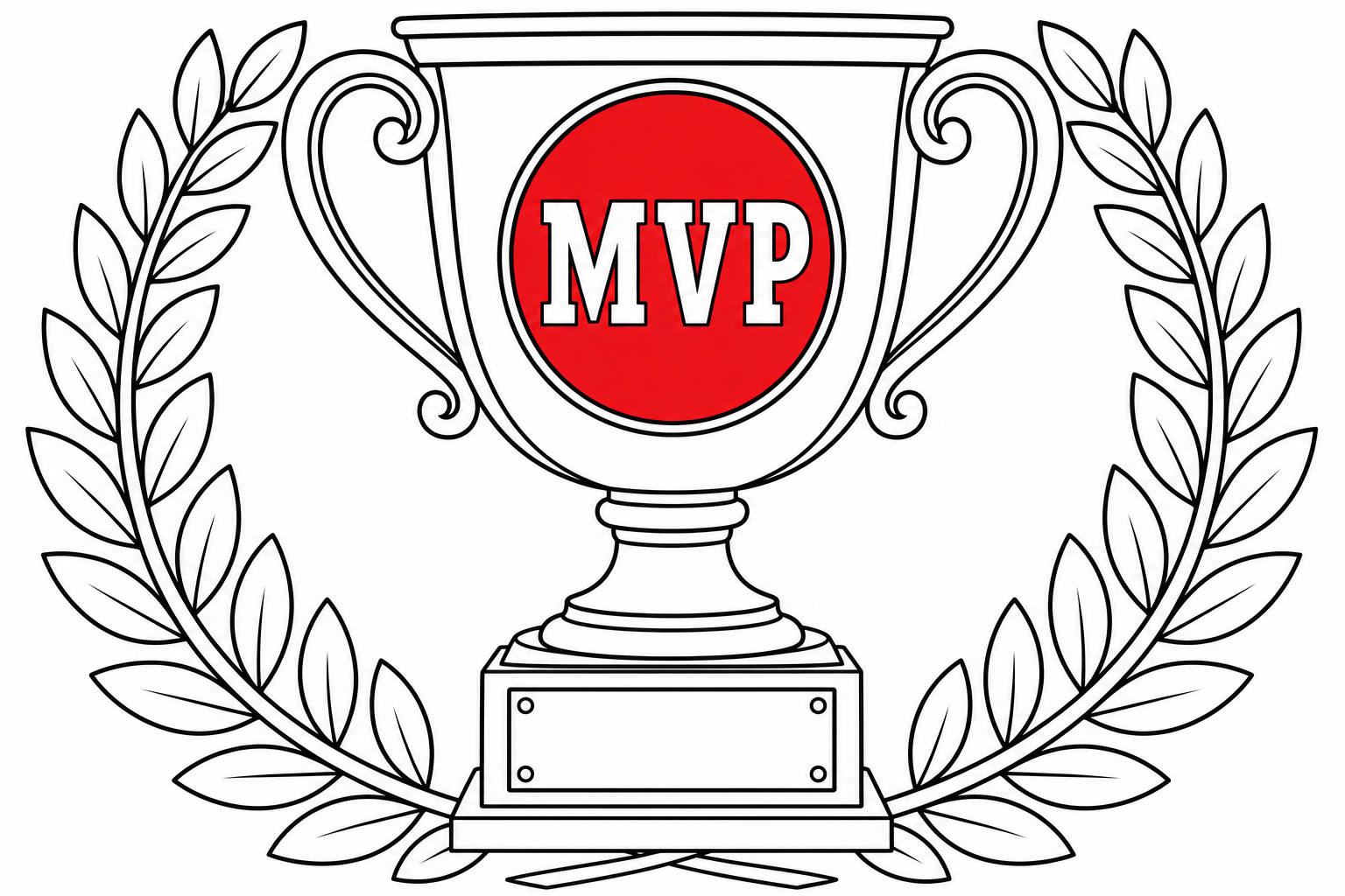 MAKE THE CIRCLE SOLID RED WITH A MVP LETTERS IN TROPHY CLIPART IN CENTER

