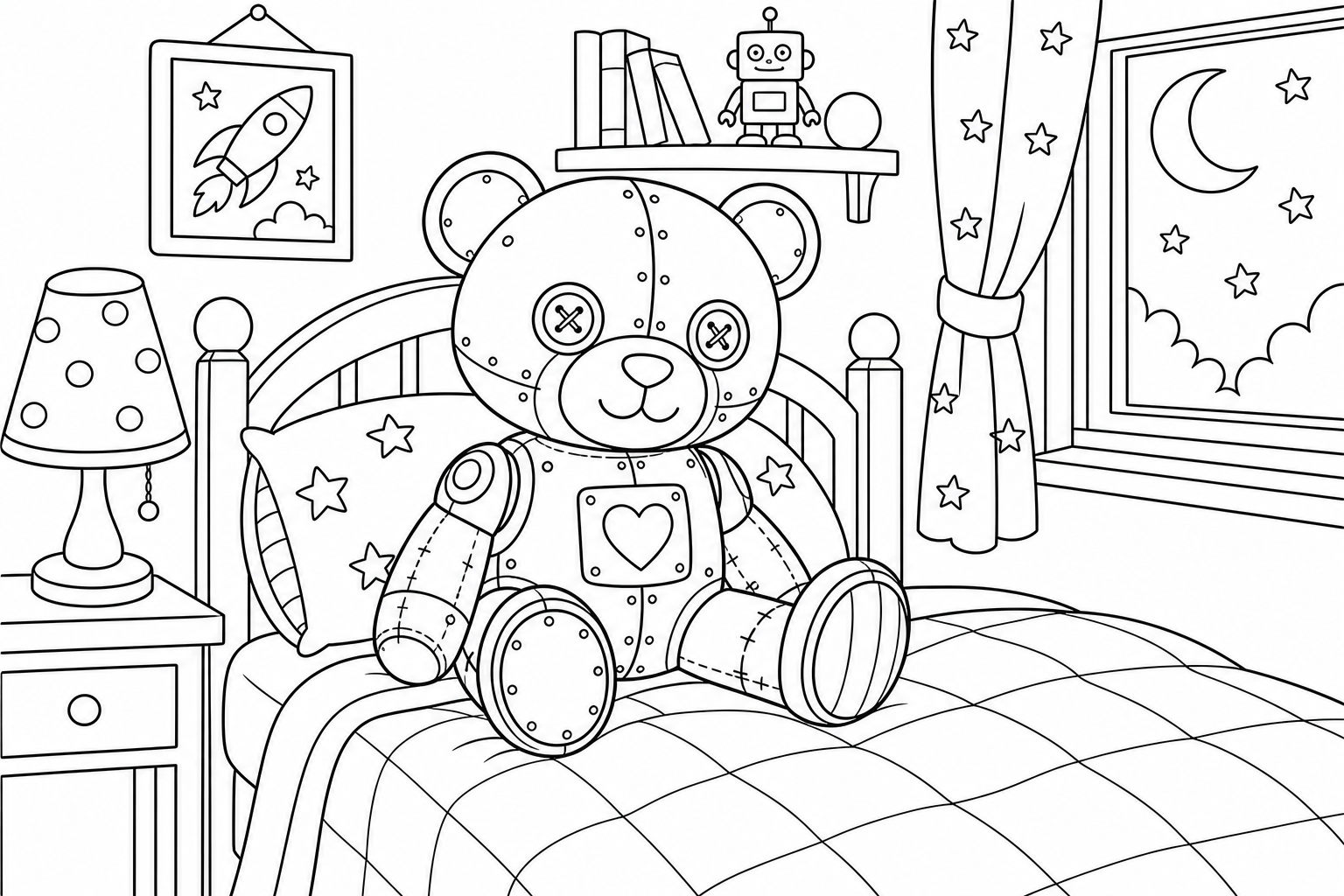 Roboter Teddybär Malvorlage - Perfekt für Kinder!
