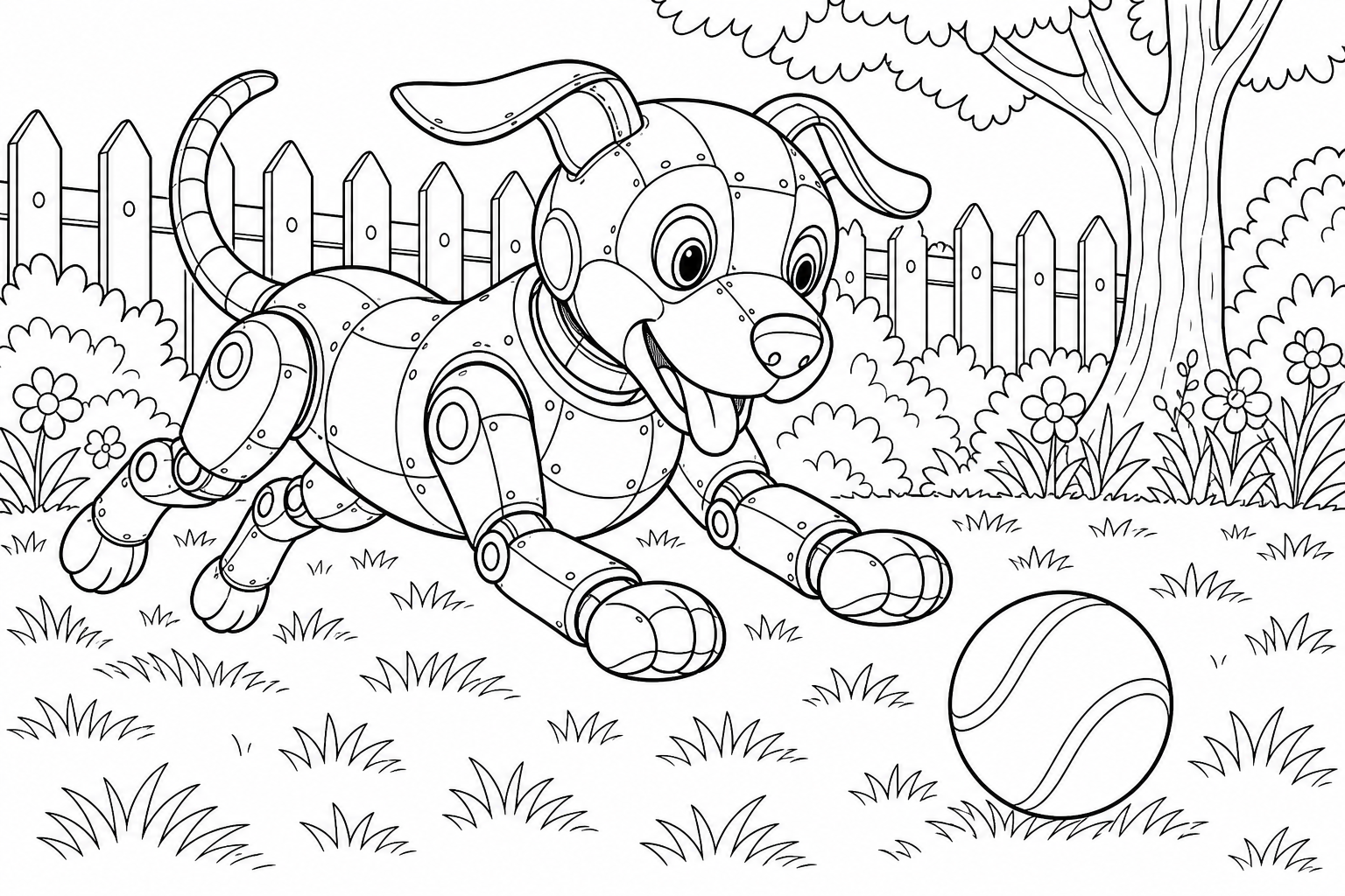 Robot Dog Chase Coloring Page - June 2026 Edition