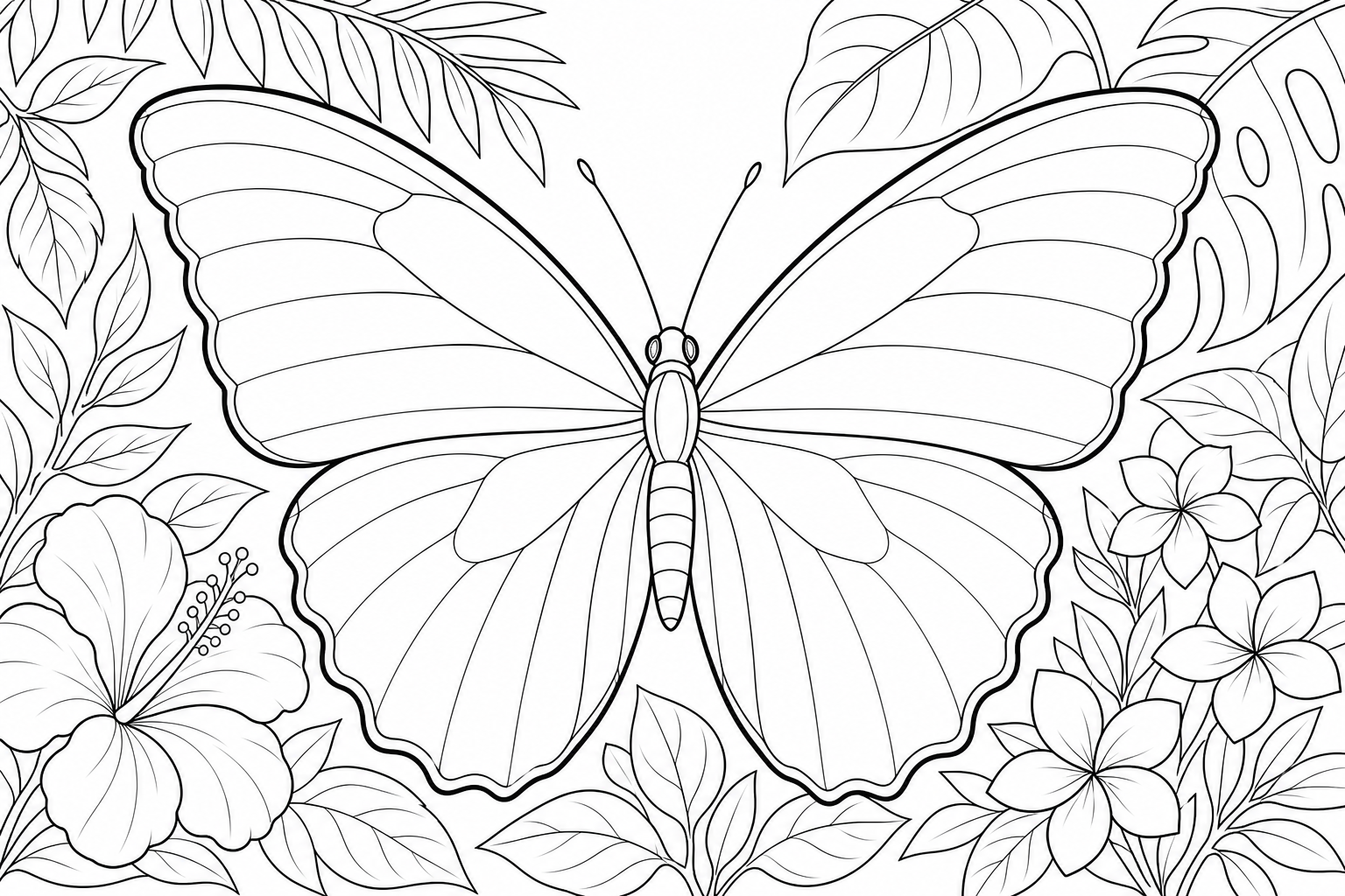 Large Morpho Butterfly Coloring Page | Smooth Wings