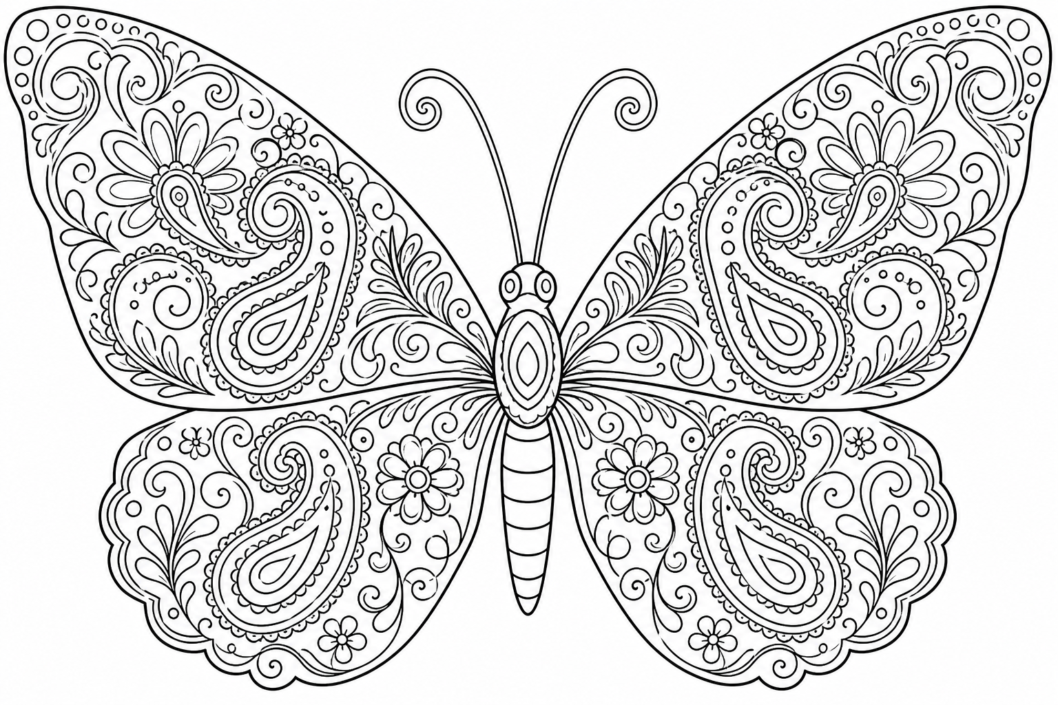 Fancy Patterned Butterfly Coloring Page - June 2026