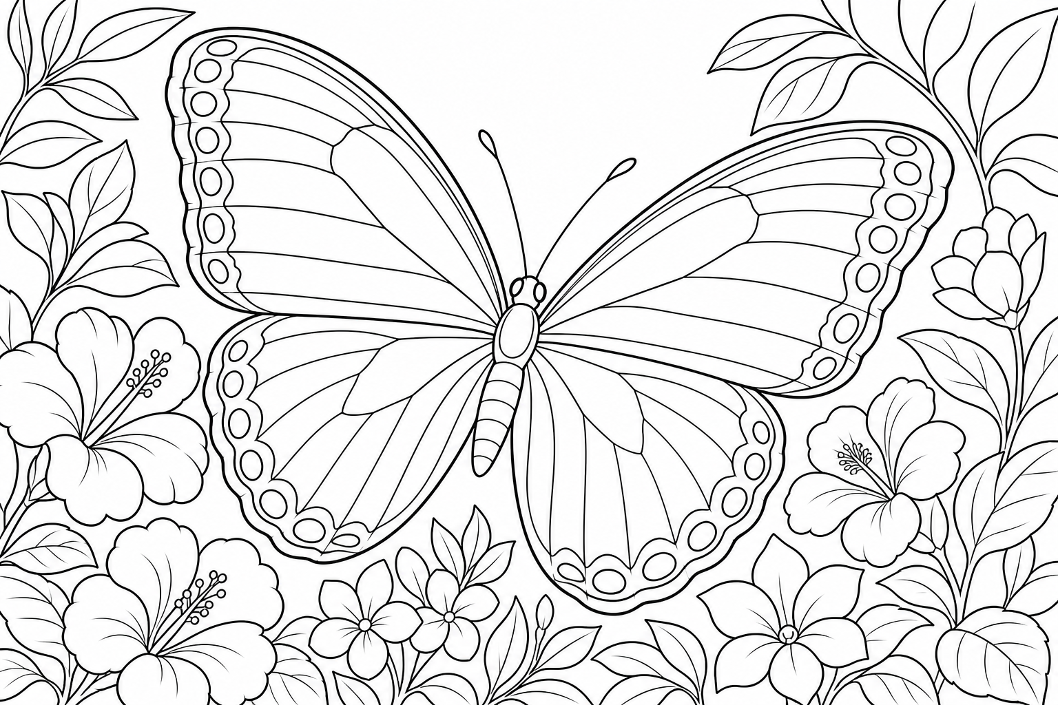 Morpho Butterfly Coloring Page - Gentle & Rounded Wings