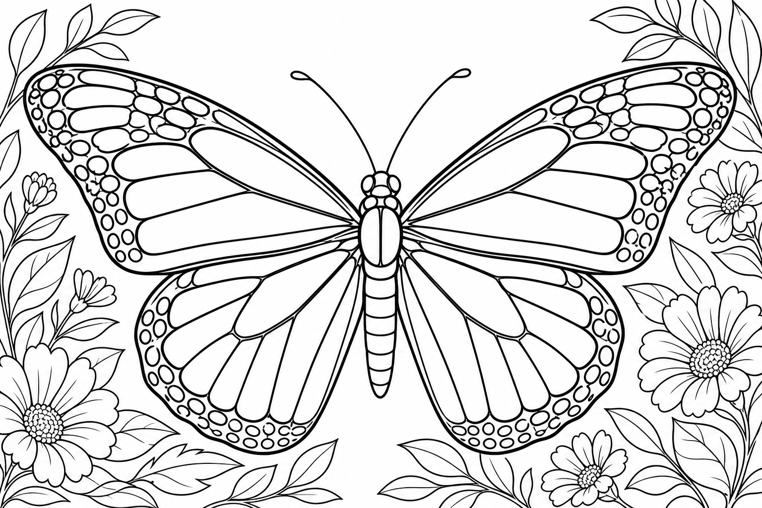 Monarch Butterfly Coloring Page - Bold, Symmetrical Wings