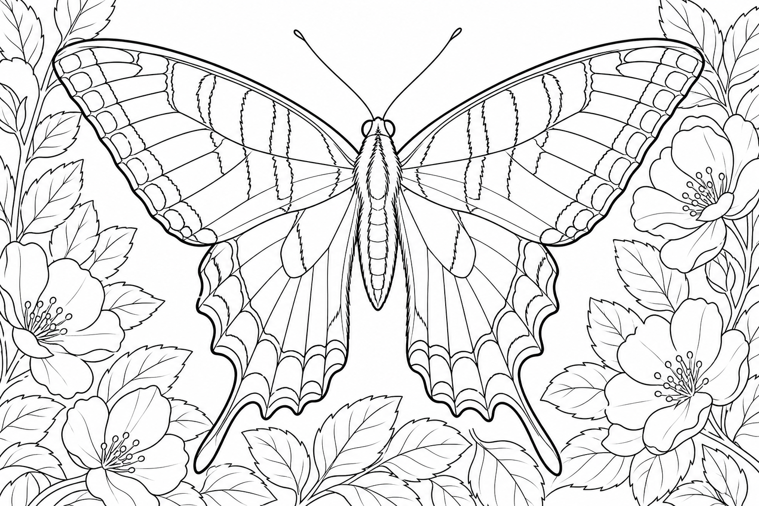 Tiger Swallowtail Butterfly Coloring Page - Striped Wings & Nature