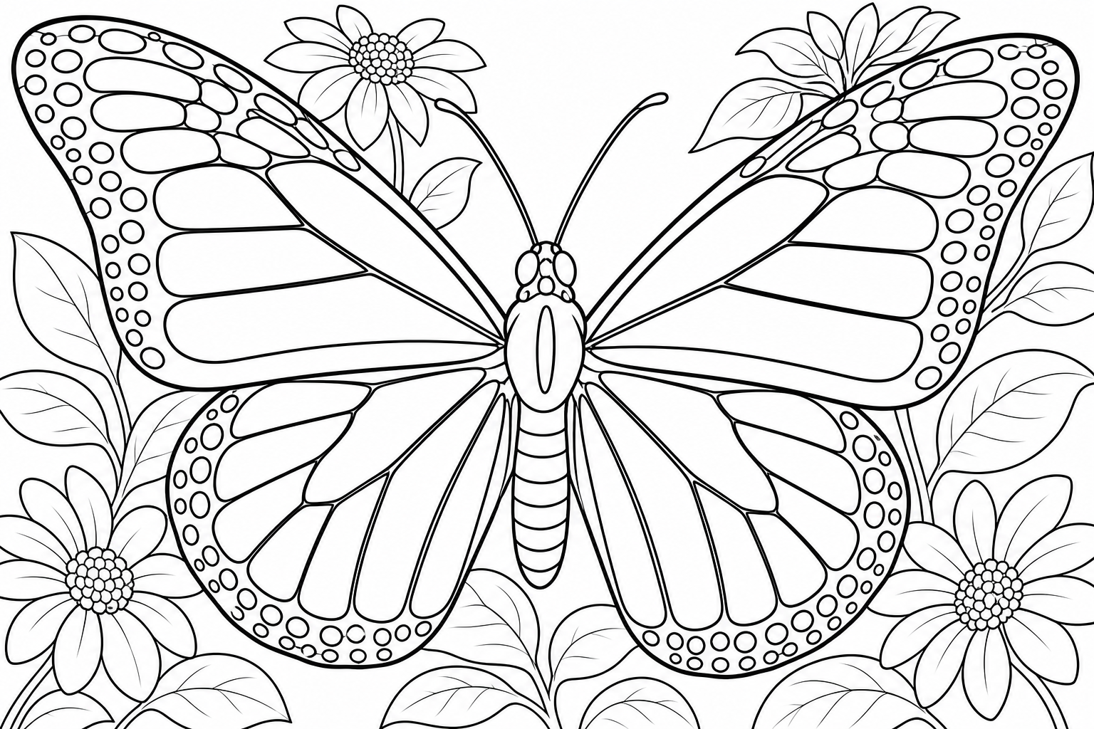 Monarch Butterfly Coloring Page - Stained-Glass Wings