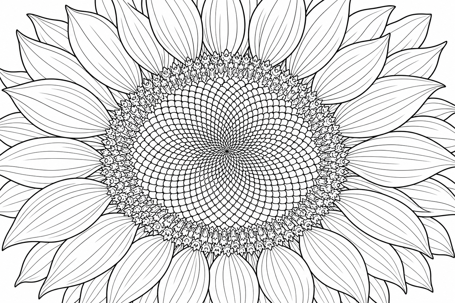 Detailed Sunflower Coloring Page - June 2026 Edition