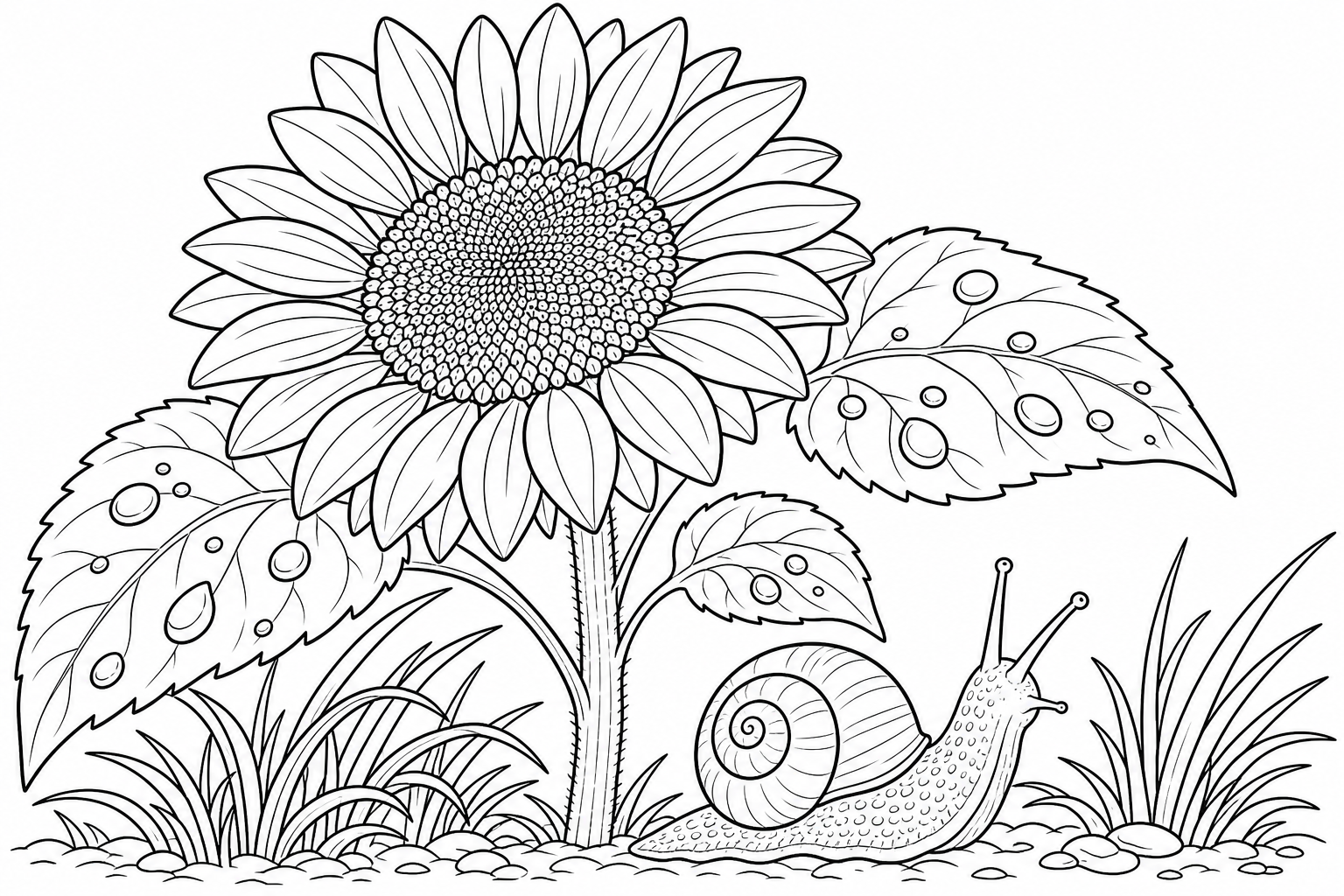 Sunflower & Snail Coloring Page | June 2026 Edition