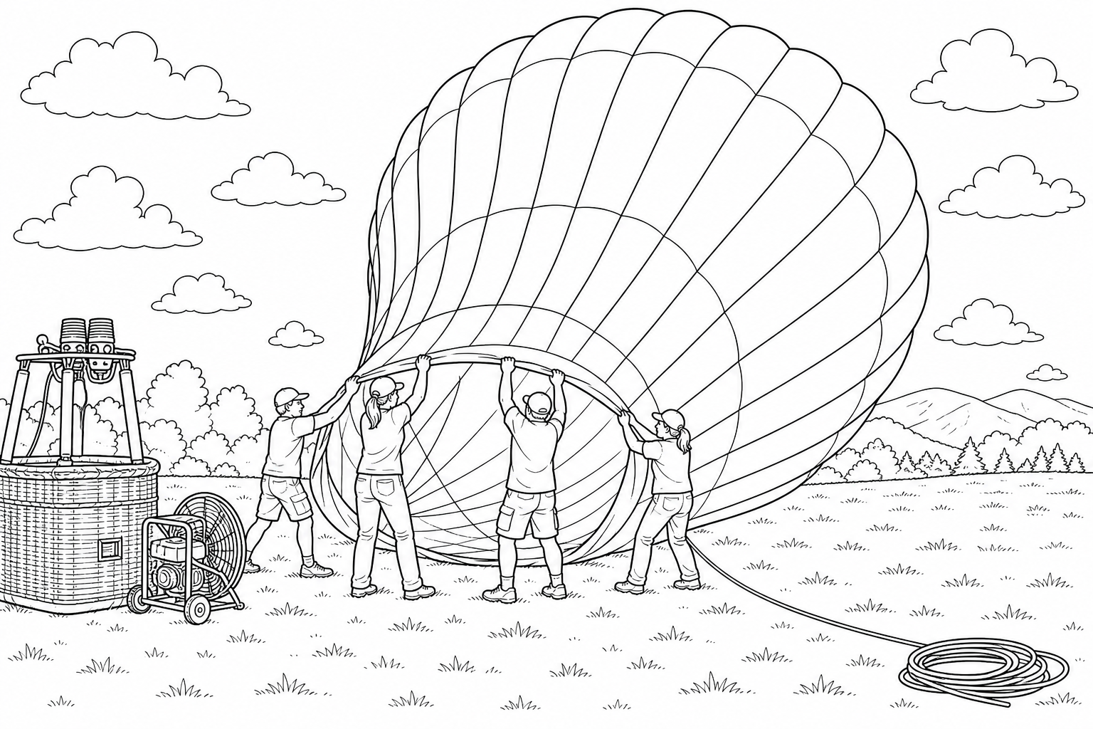 Hot Air Balloon Crew Coloring Page - June 2026