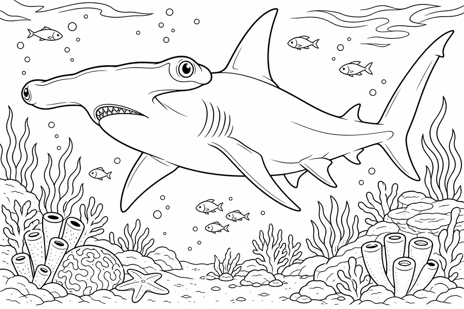 Hammerhead Shark Coloring Page - Fun for Kids!