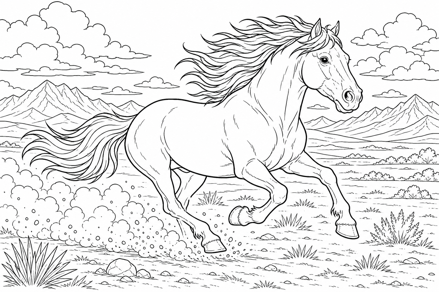Wildpferd Mustang Malvorlage