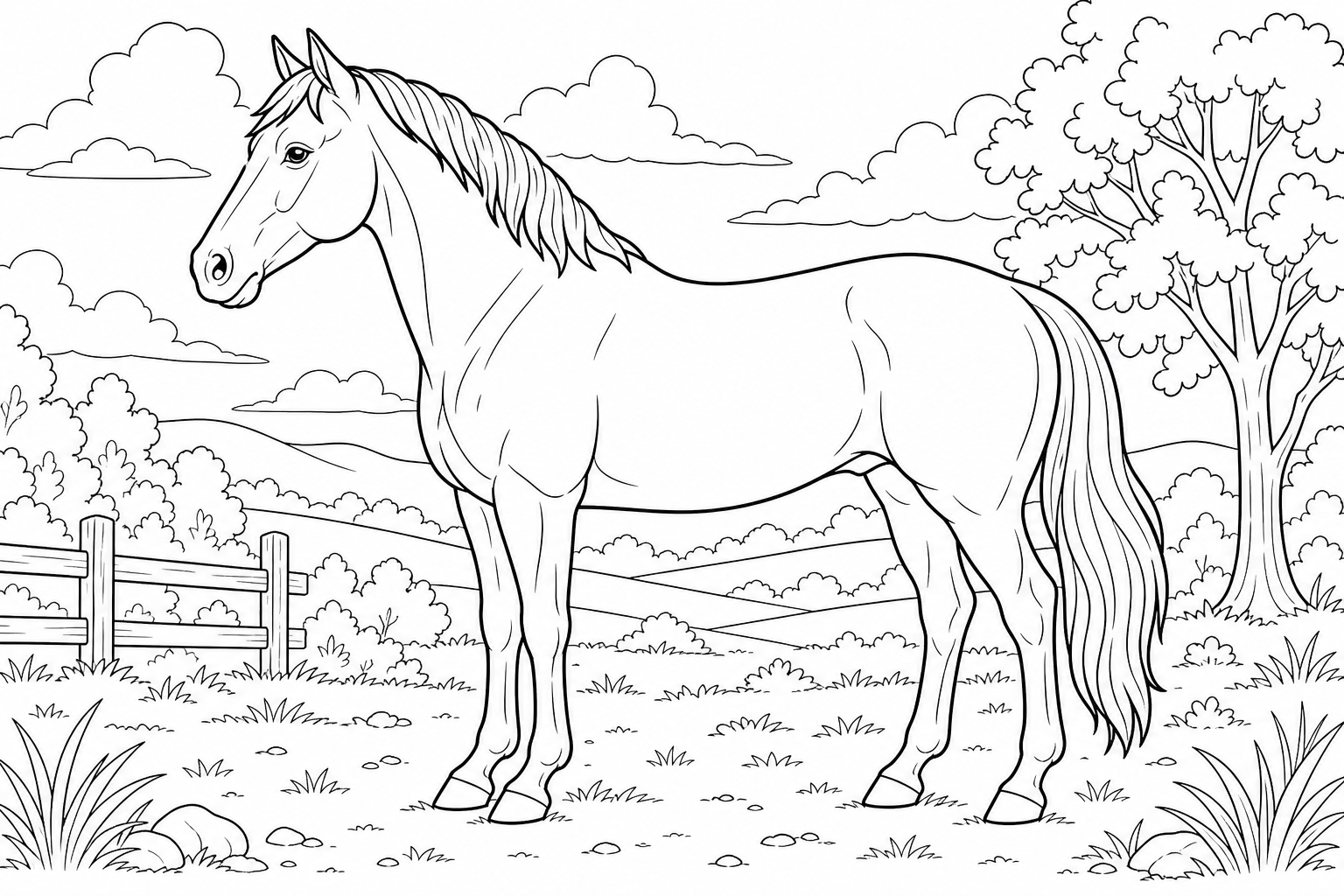 Horse Coloring Page for Kids