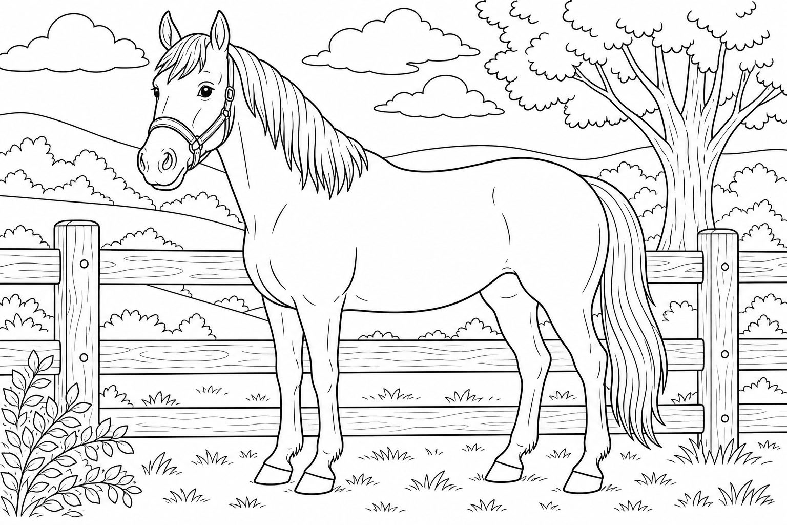 Horse Coloring Page for Kids