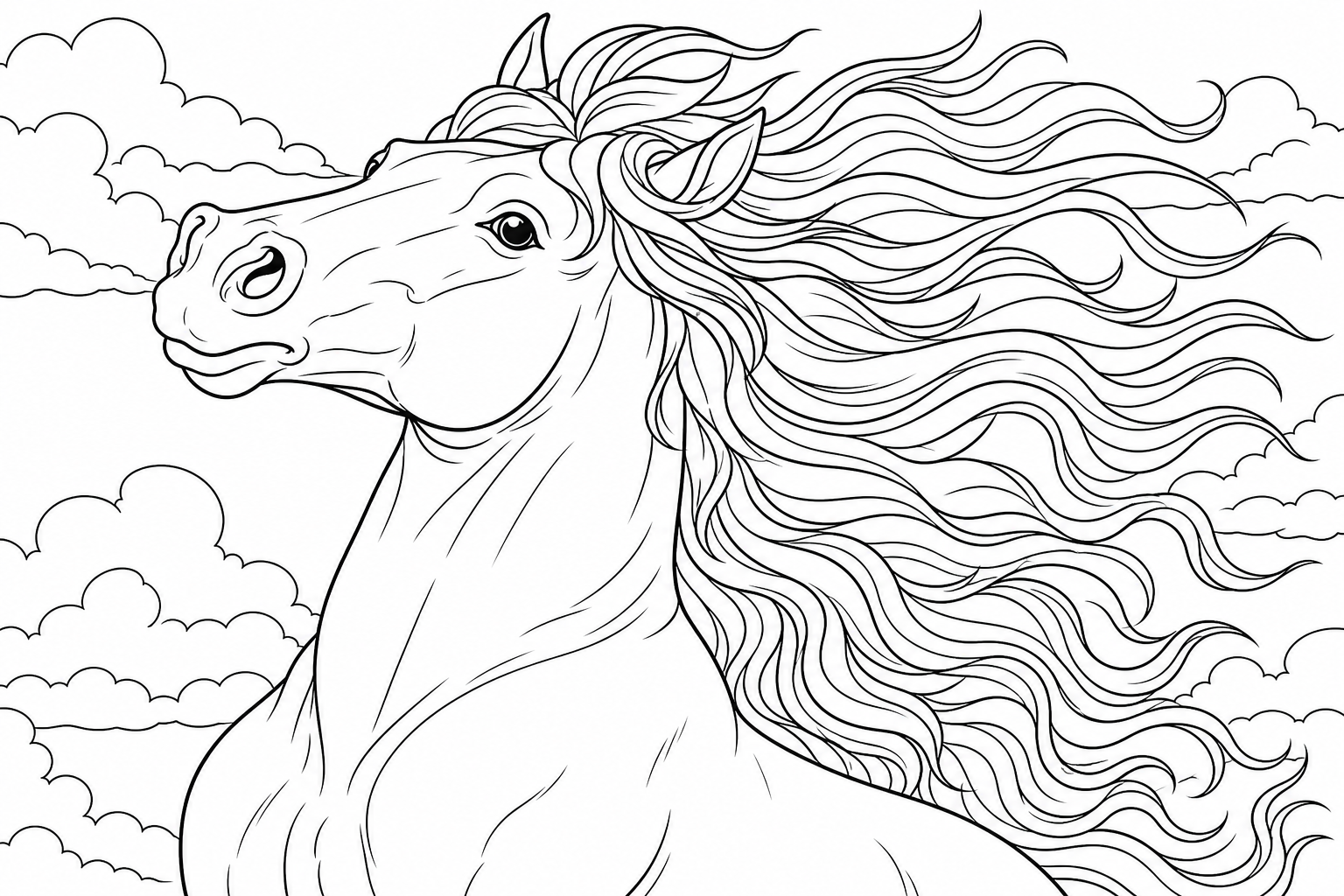 Majestic Horse Coloring Page for Kids