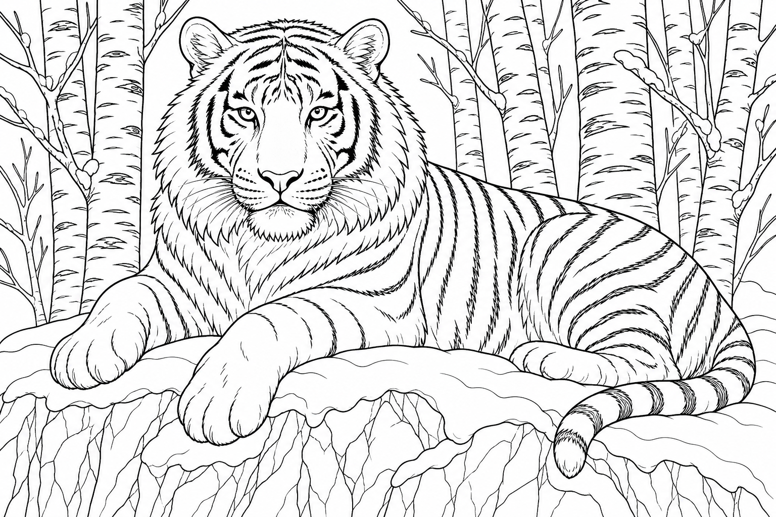 Majestic Tiger Coloring Page for Kids