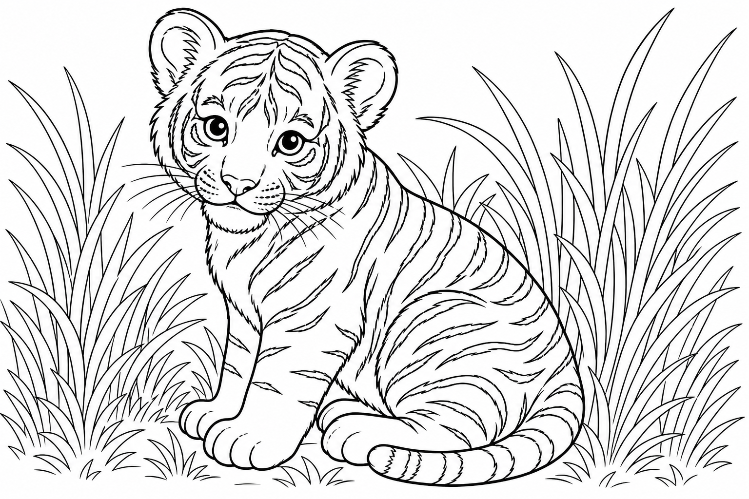Cute Tiger Cub Coloring Page for Kids