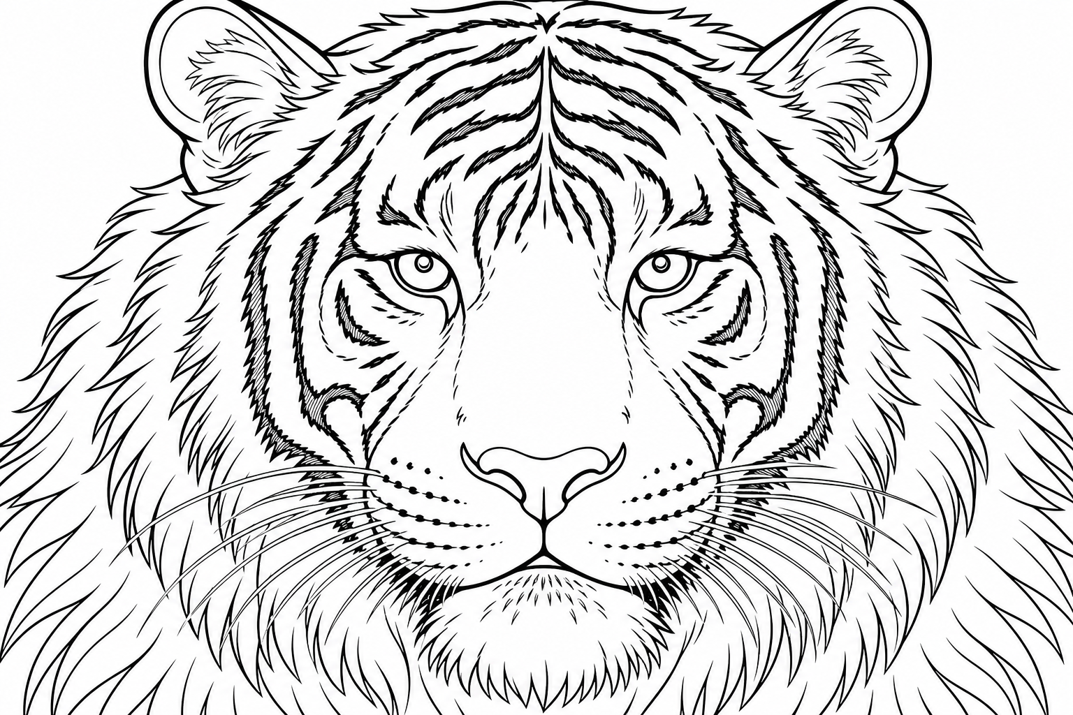 Tiger Face Coloring Page for Kids