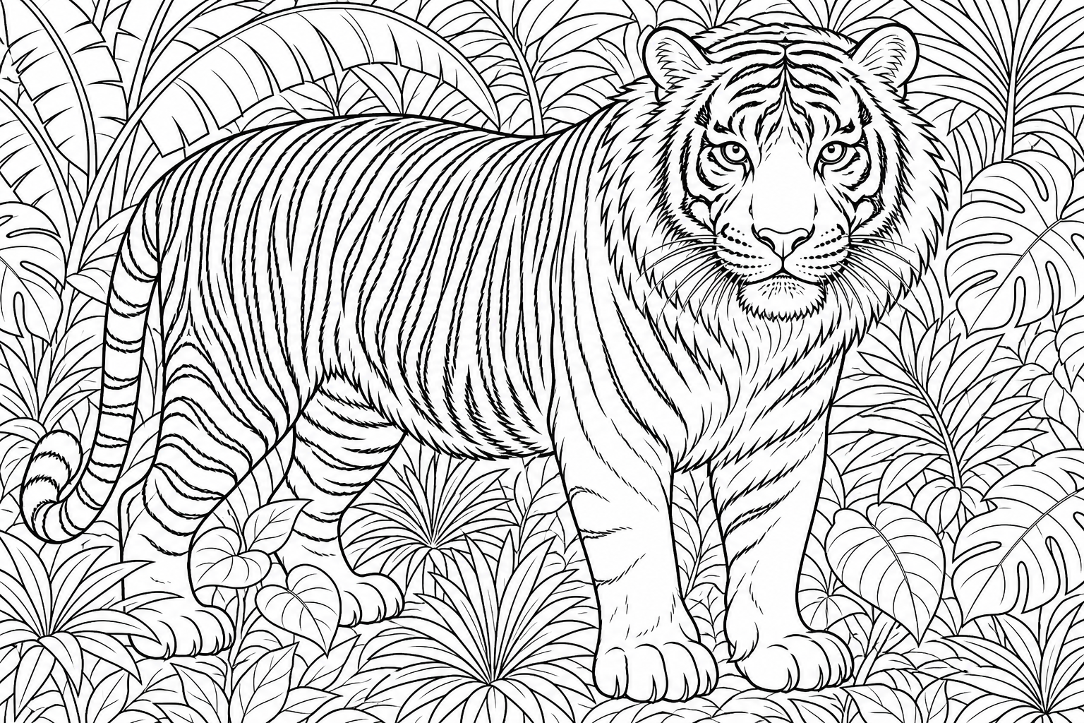 Tiger in Jungle Coloring Page
