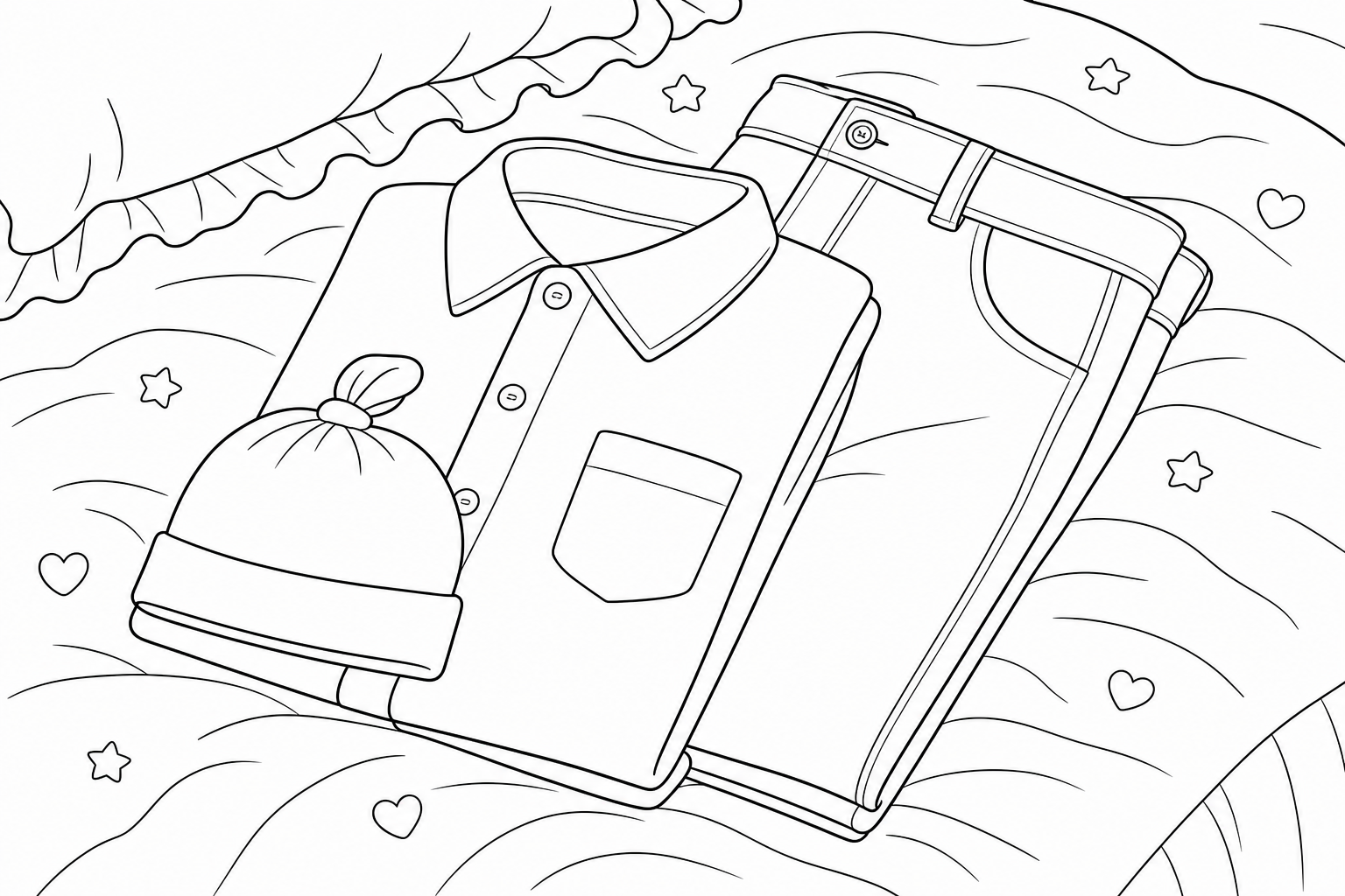 Folded Outfit Coloring Page for Kids