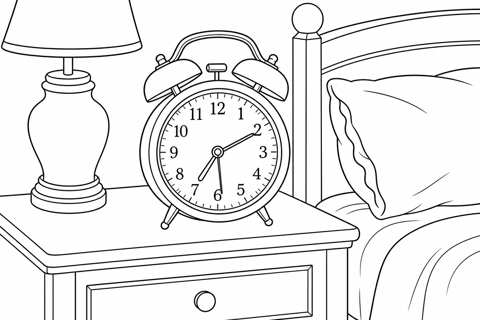 Alarm Clock Coloring Page for Kids