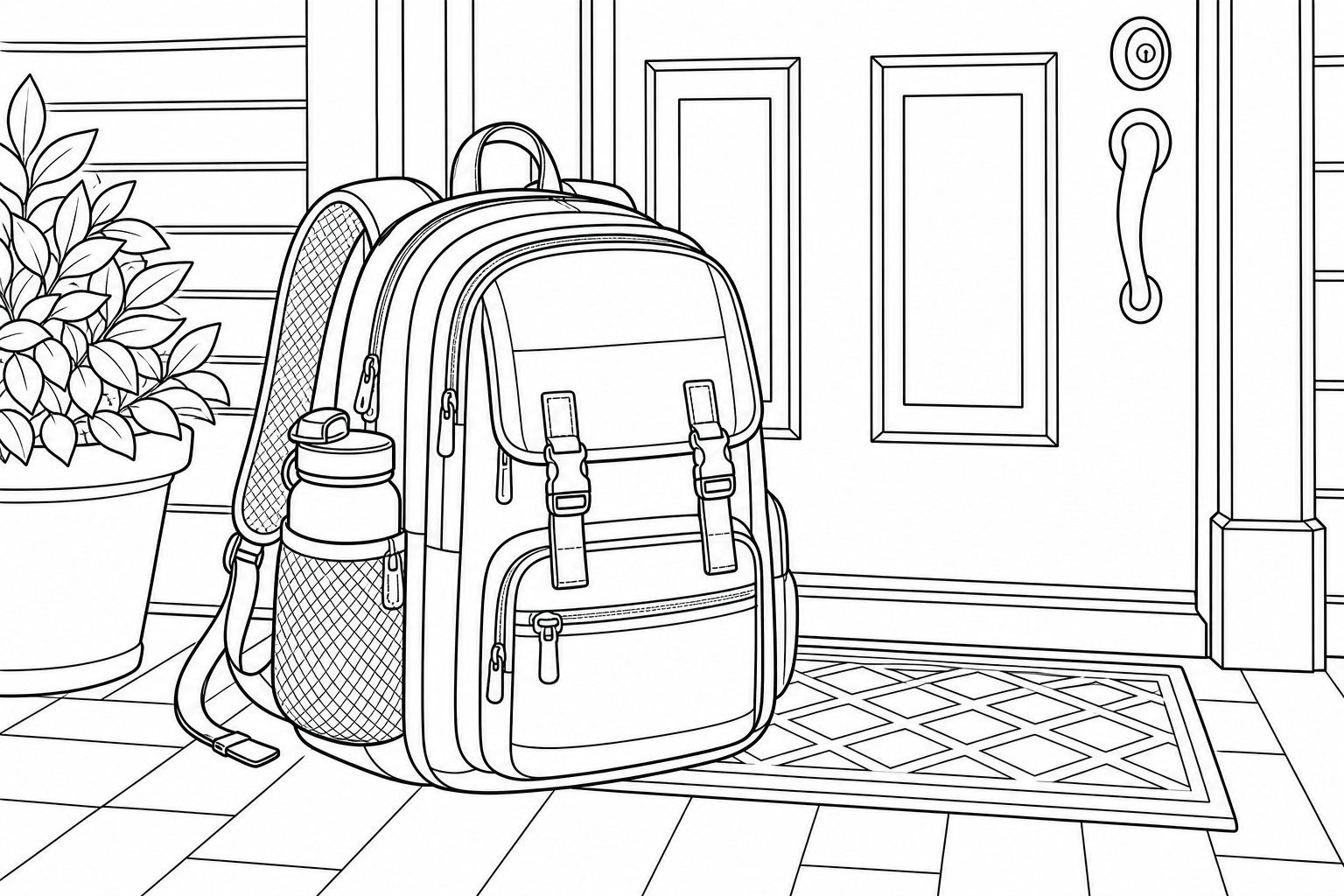 School Backpack Coloring Page for Kids