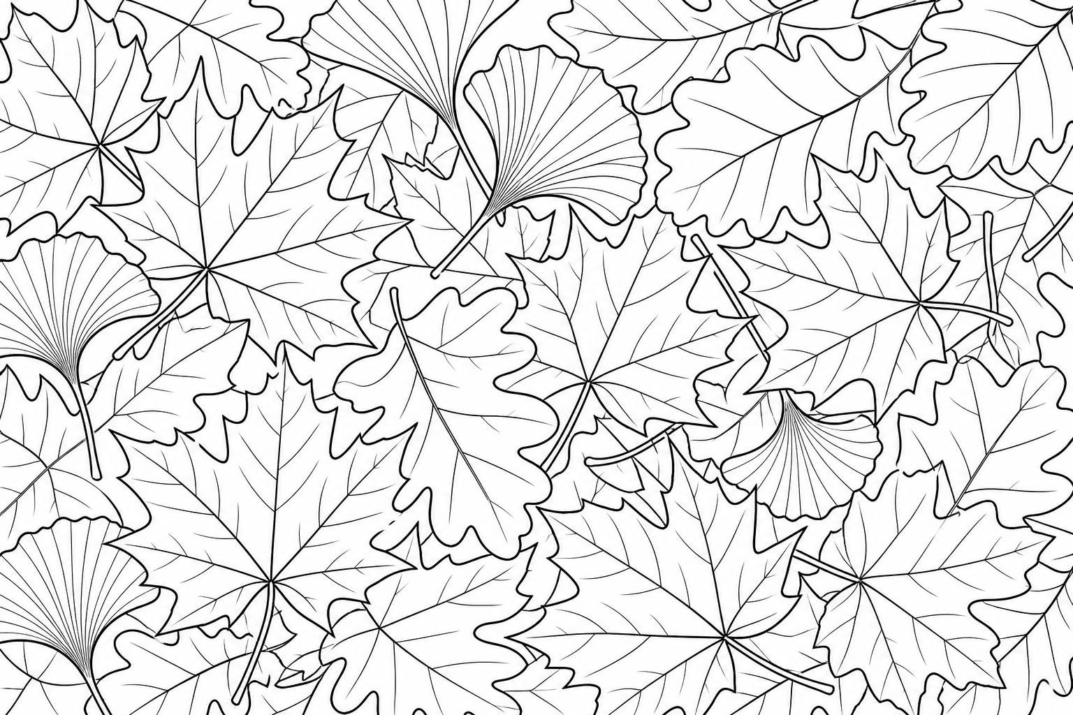 Autumn Leaves Coloring Page for Kids
