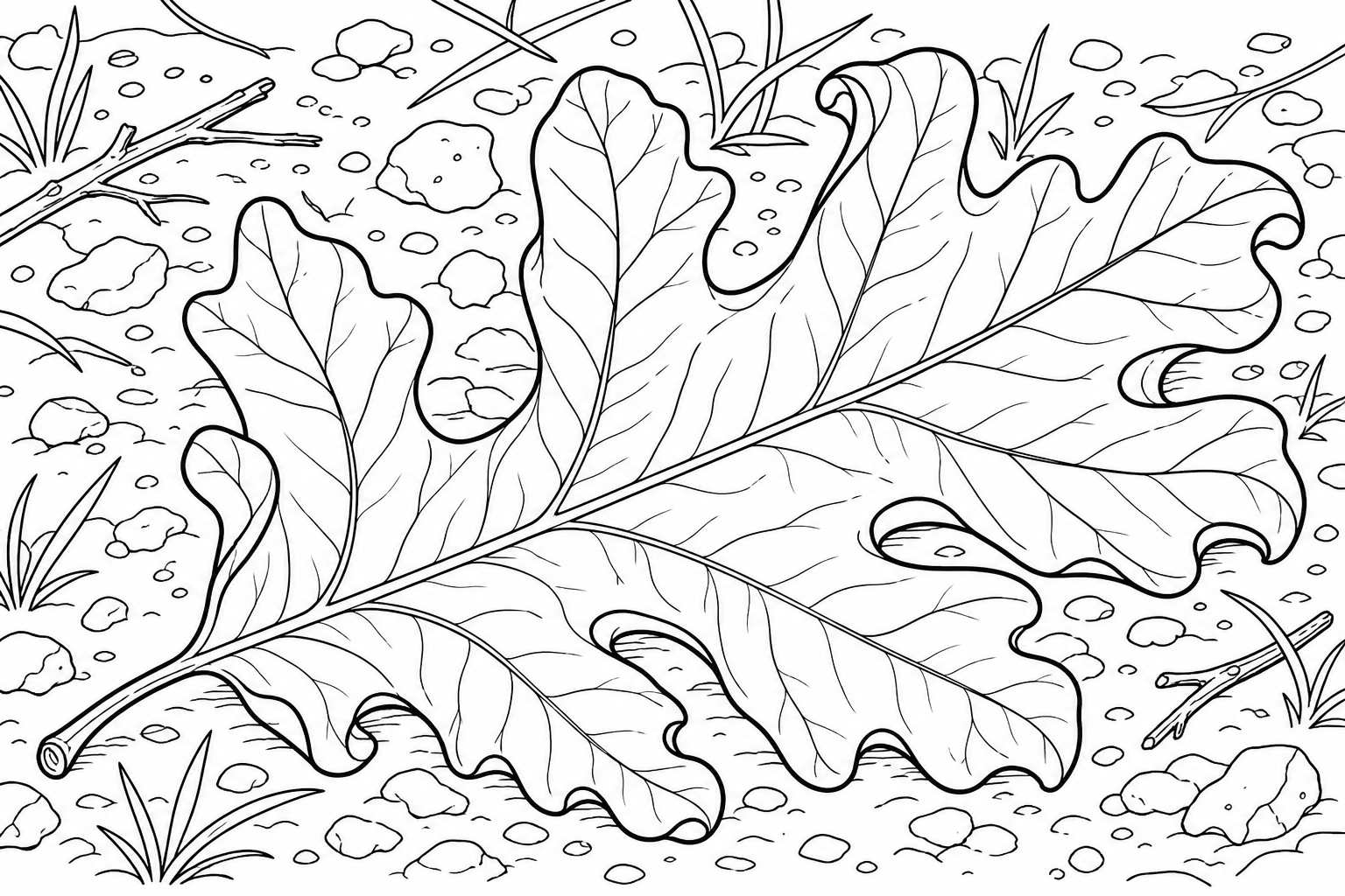 Oak Leaf Coloring Page for Kids