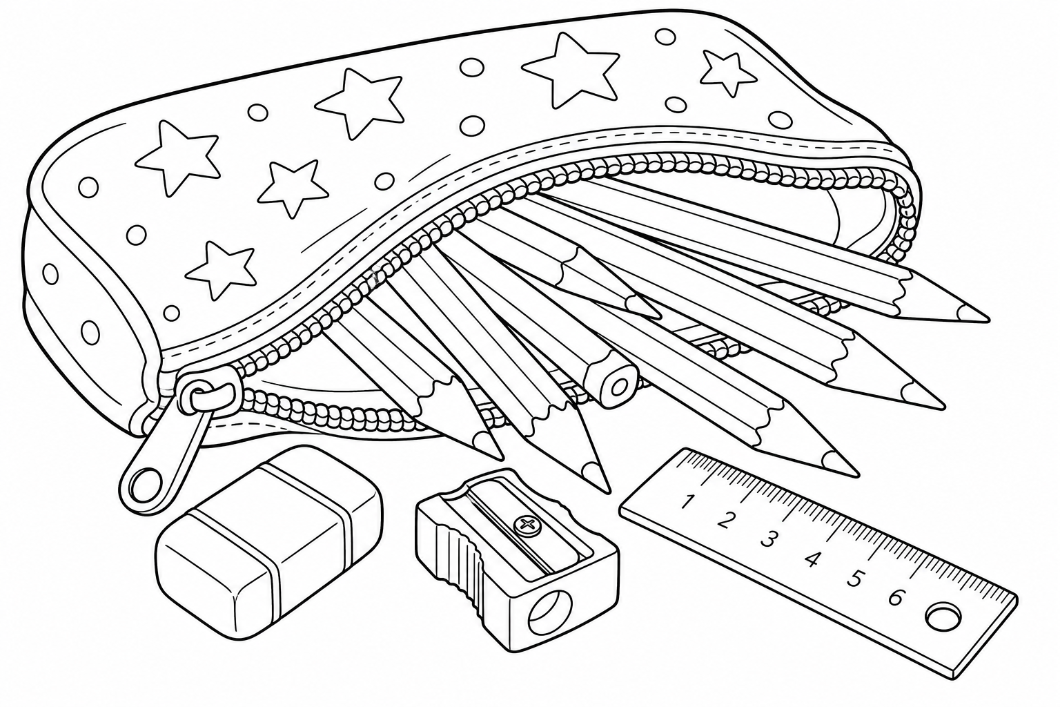 Pencil Case Coloring Page for Kids