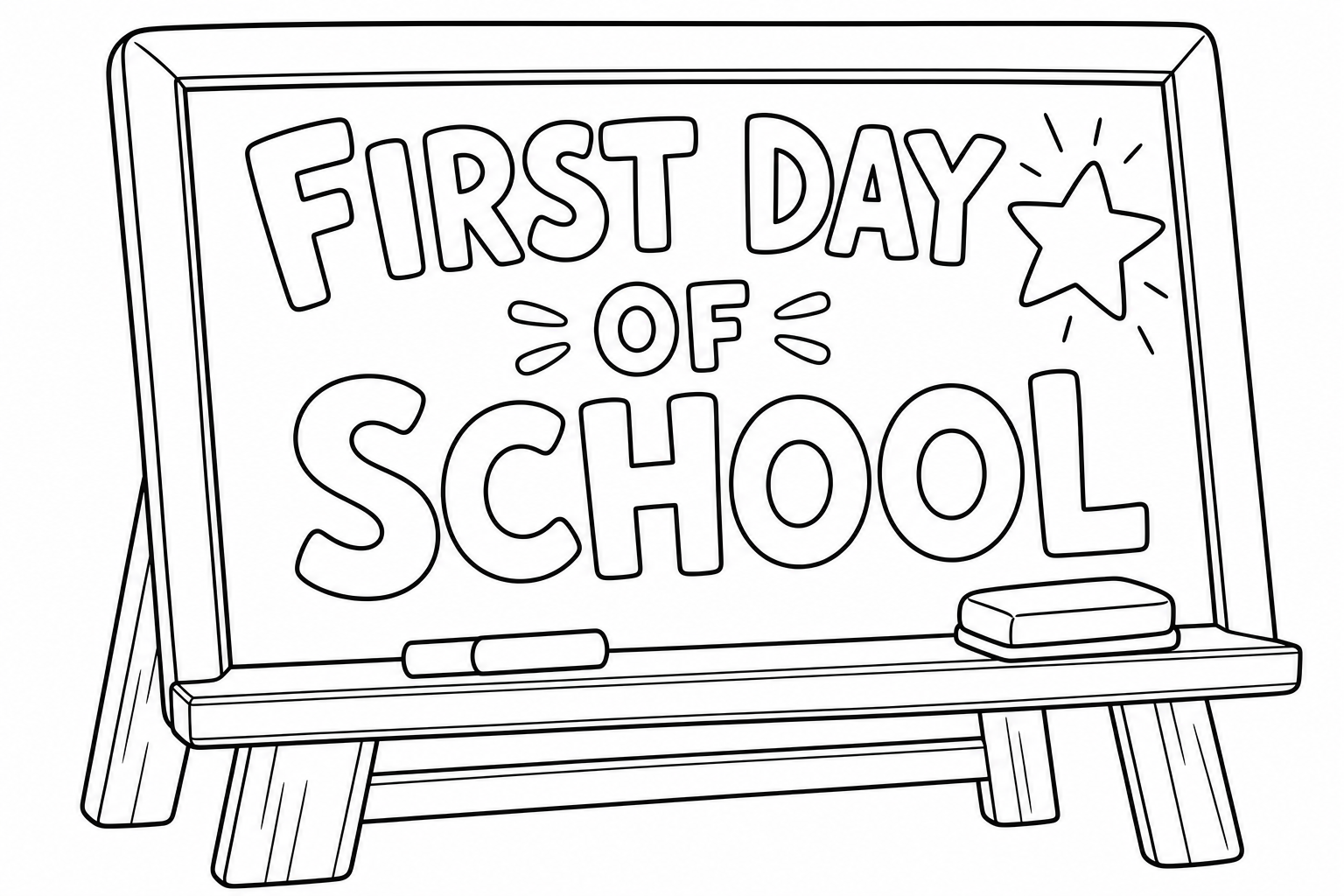 First Day of School Chalkboard Coloring Page